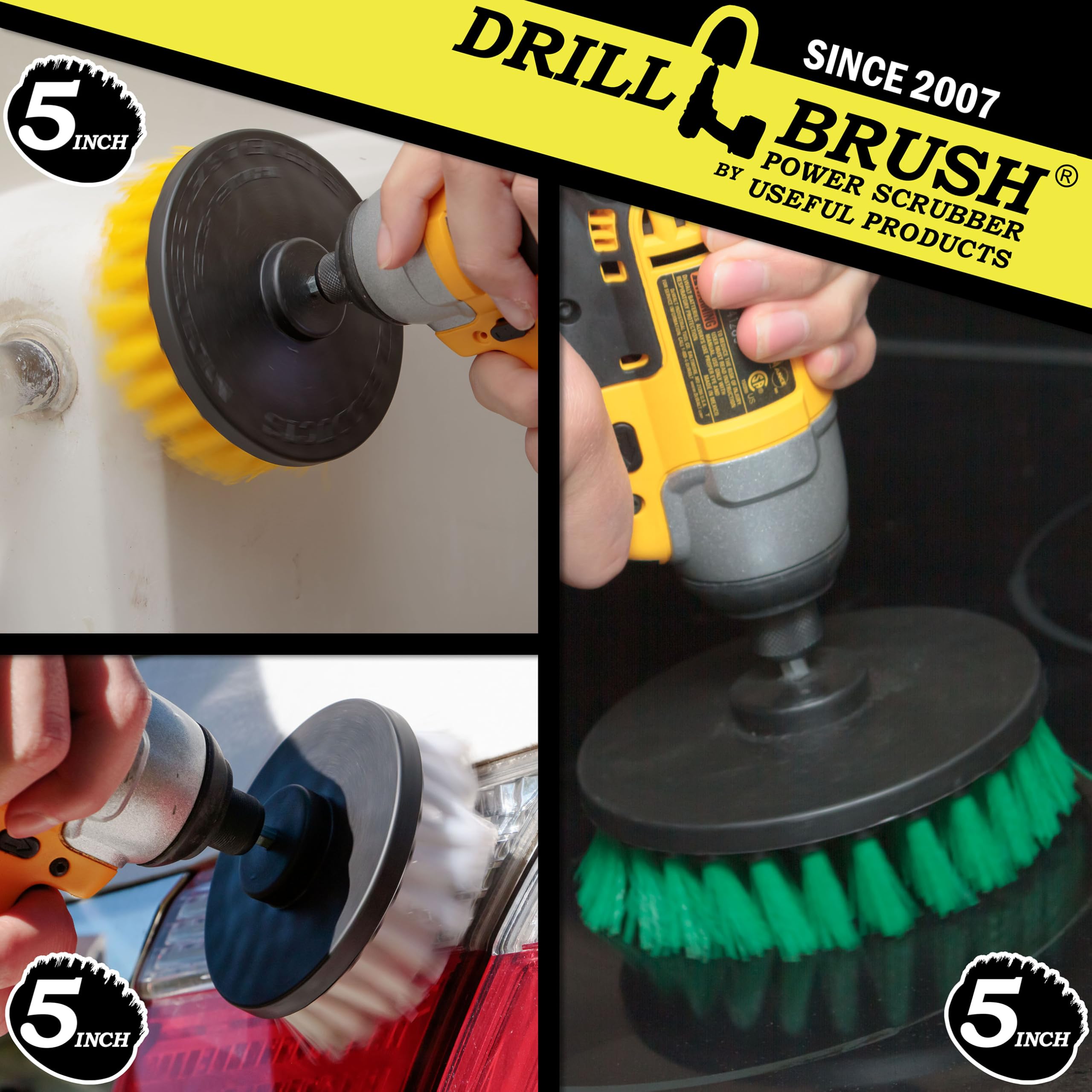 House Cleaning - Kitchen Tools - Shower Cleaner - Bathroom Accessories - Drill Brush - All Purpose Spin Brush Cleaning Kit - Stove-top, Oven Rack, Sink, Tile and Grout - Shower Door - Glass Cleaner