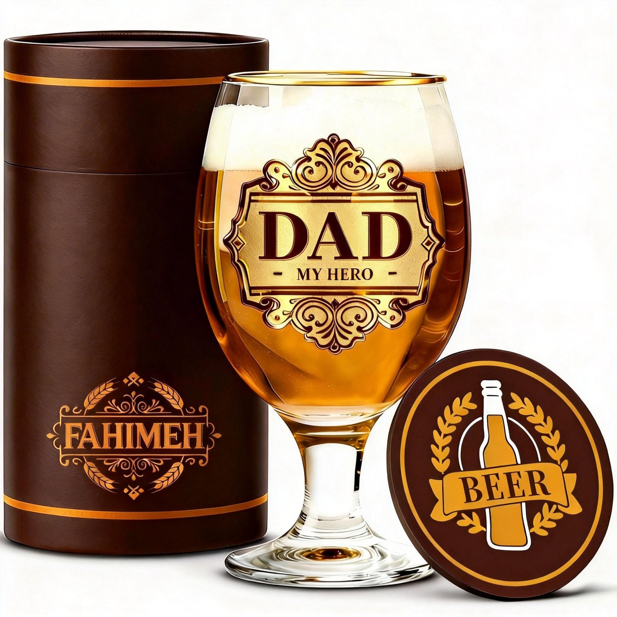 FAHIMEH Dad Gifts, from Daughter or Son Ideas Beer Glasses Present, 400ml โ image 1