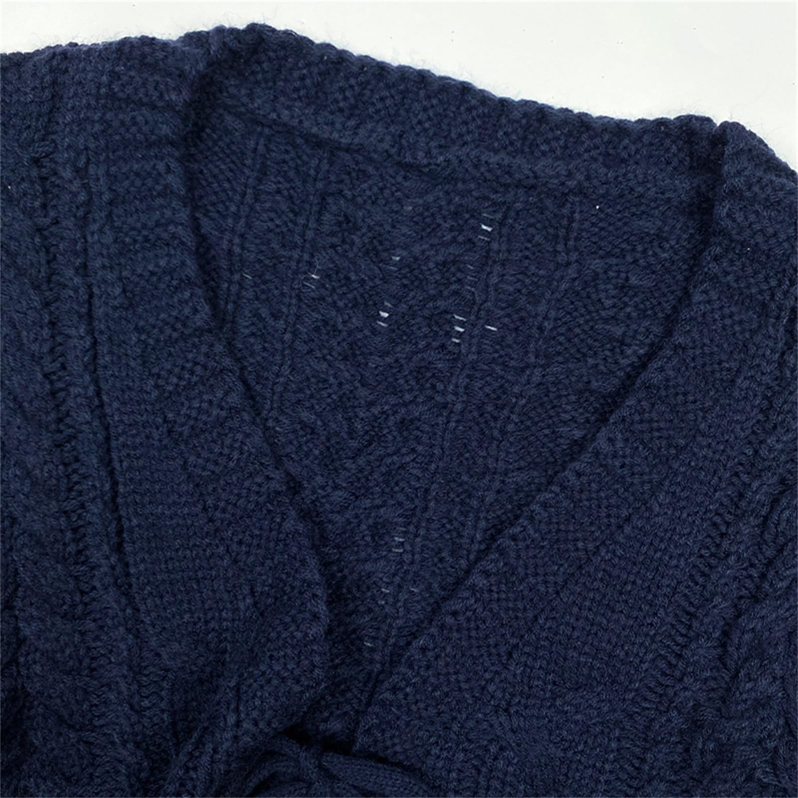 Damen-Cardigan in Unifarben mit überschnittenen Schultern und Bindeband vorne, kurzer, Leichter Cardigan mit Schleife zum Binden, Trendige Strickjacken für den Herbst.