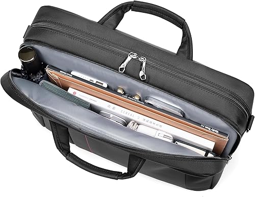 Miniatura 9 de iDemoo ELITE - Bolsa para laptop de 16 pulgadas con correa para el hombro, color negro azabache, maletín para laptop, expandible, resistente al