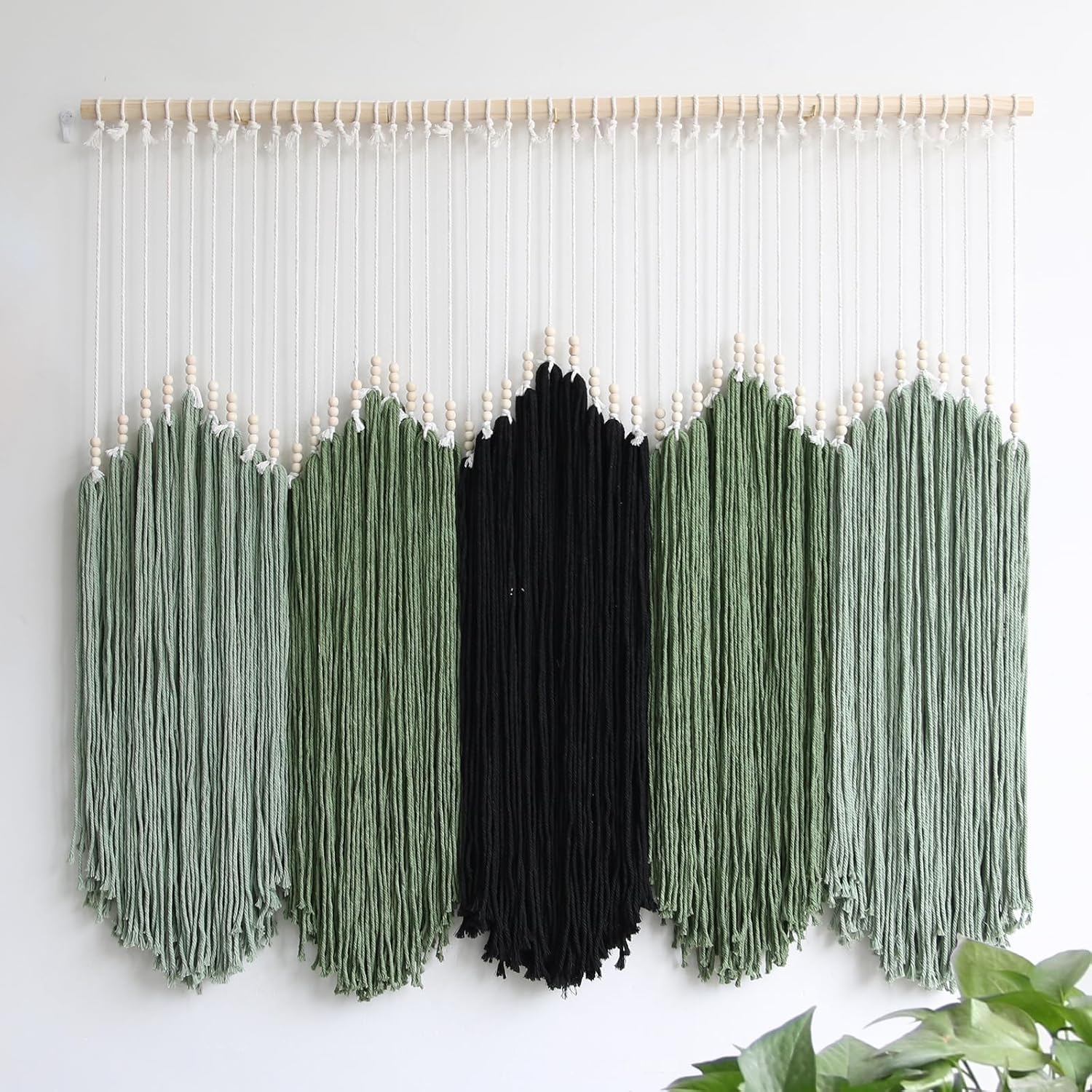 ( similarly) HYVAKUPPA Macrame Wall Hanging Large Macrame Tapestry Boho Wall Decor Wall Art Handmade Woven Cotton Textile Tapestry Home Decoration for Living Room Bedroom Green