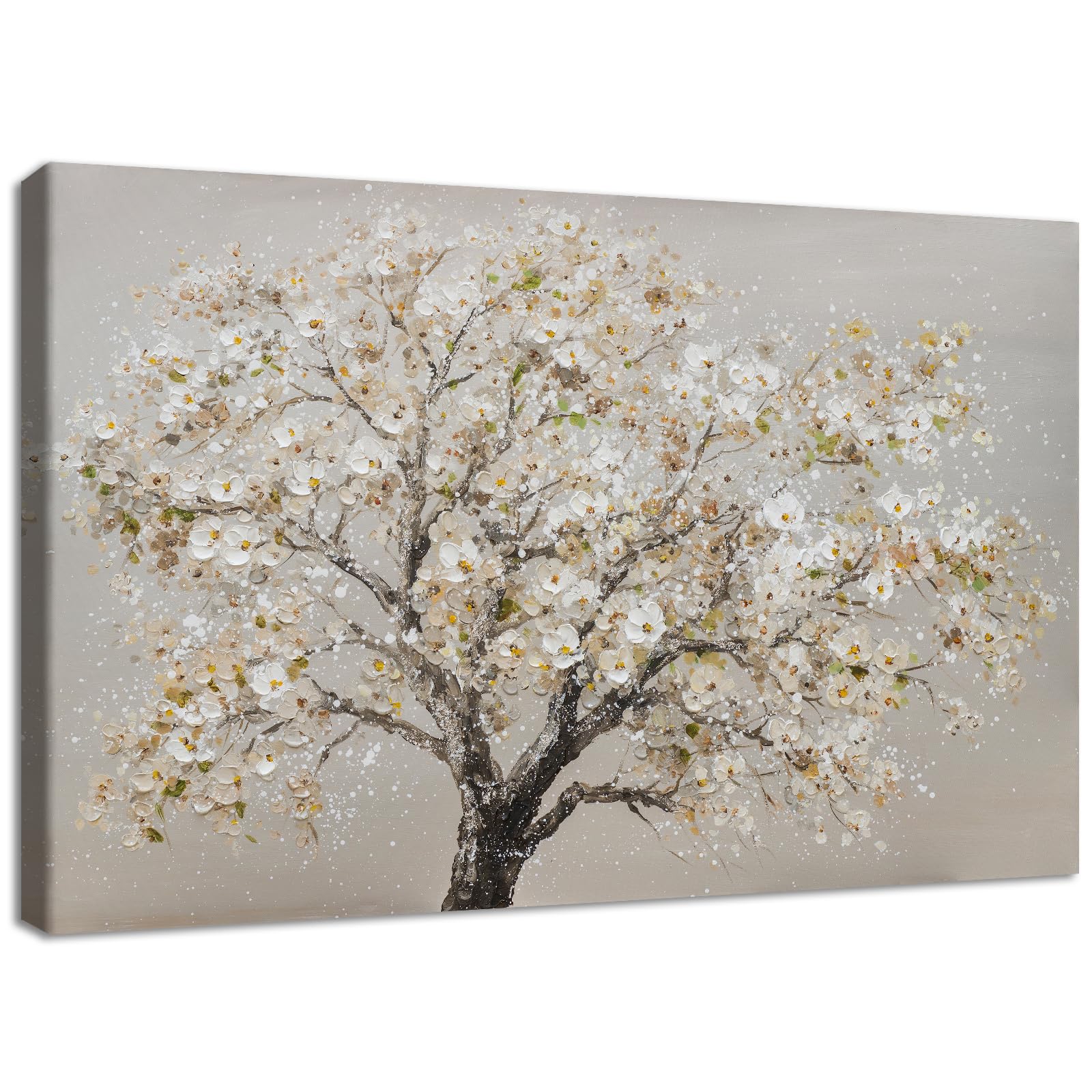 Toile cerisier en fleurs avec cadre bois pour créer une ambiance zen dans votre chambre à coucher