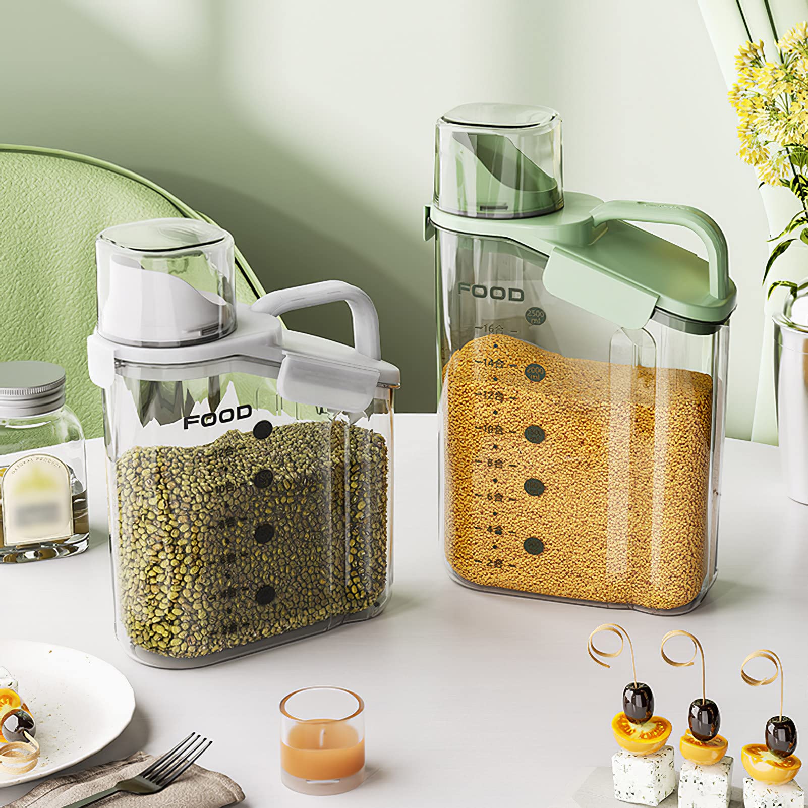 Contenitori Ermetici Per Alimenti 2800ml - Per Cereali, Farina, Zucchero | BPA Free Con Beccuccio E Misurino | Blu - Foto 5