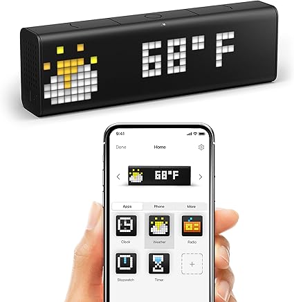 LaMetric Time Reloj Wi-Fi para hogar inteligente, LM 37X8, negro