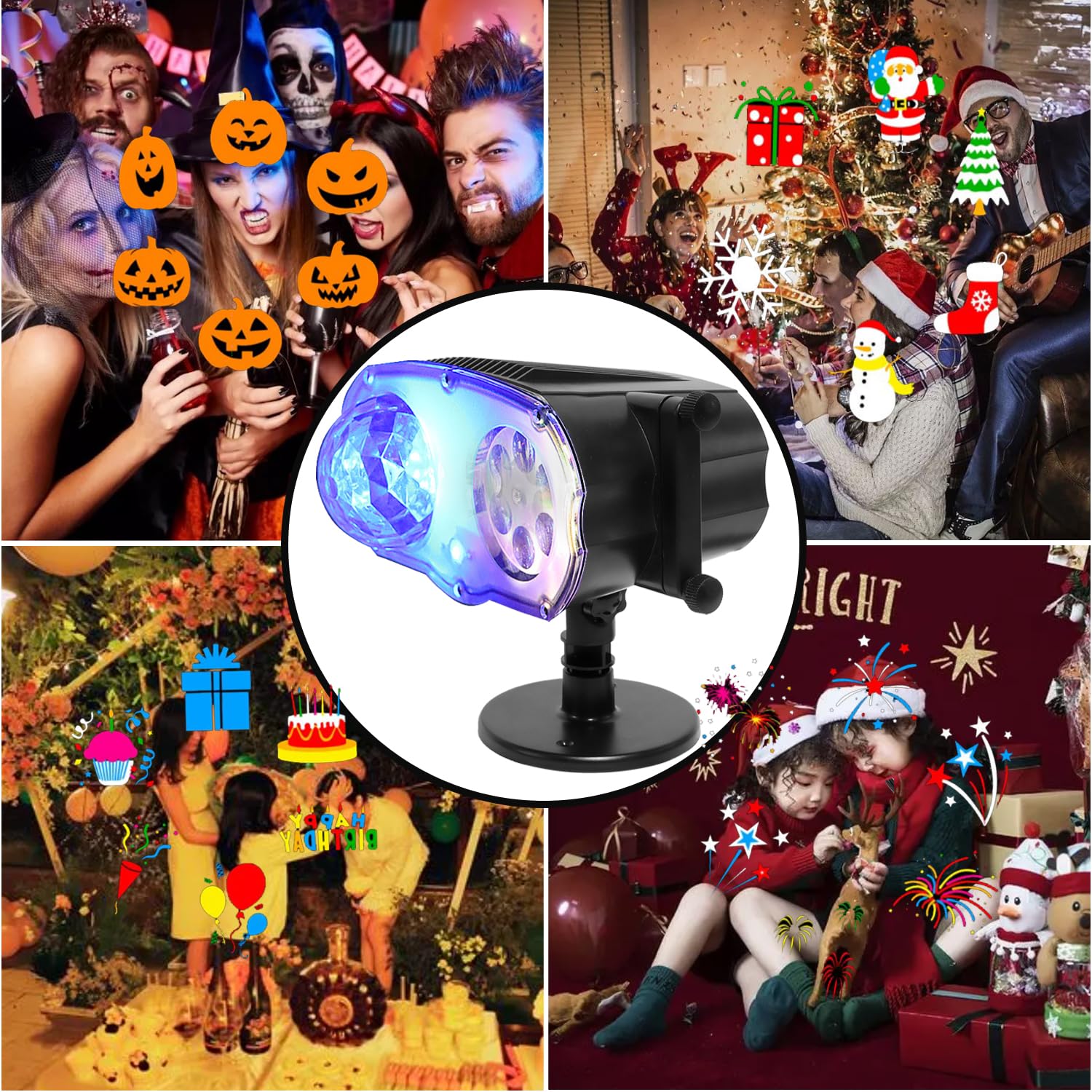 Retroprojecteur Pere Noel Projecteur Noel Exterieur, Avec 12 Diapositives à Motif HD Et Télécommande, Projecteur Exterieur Spot Led Exterieur Noel