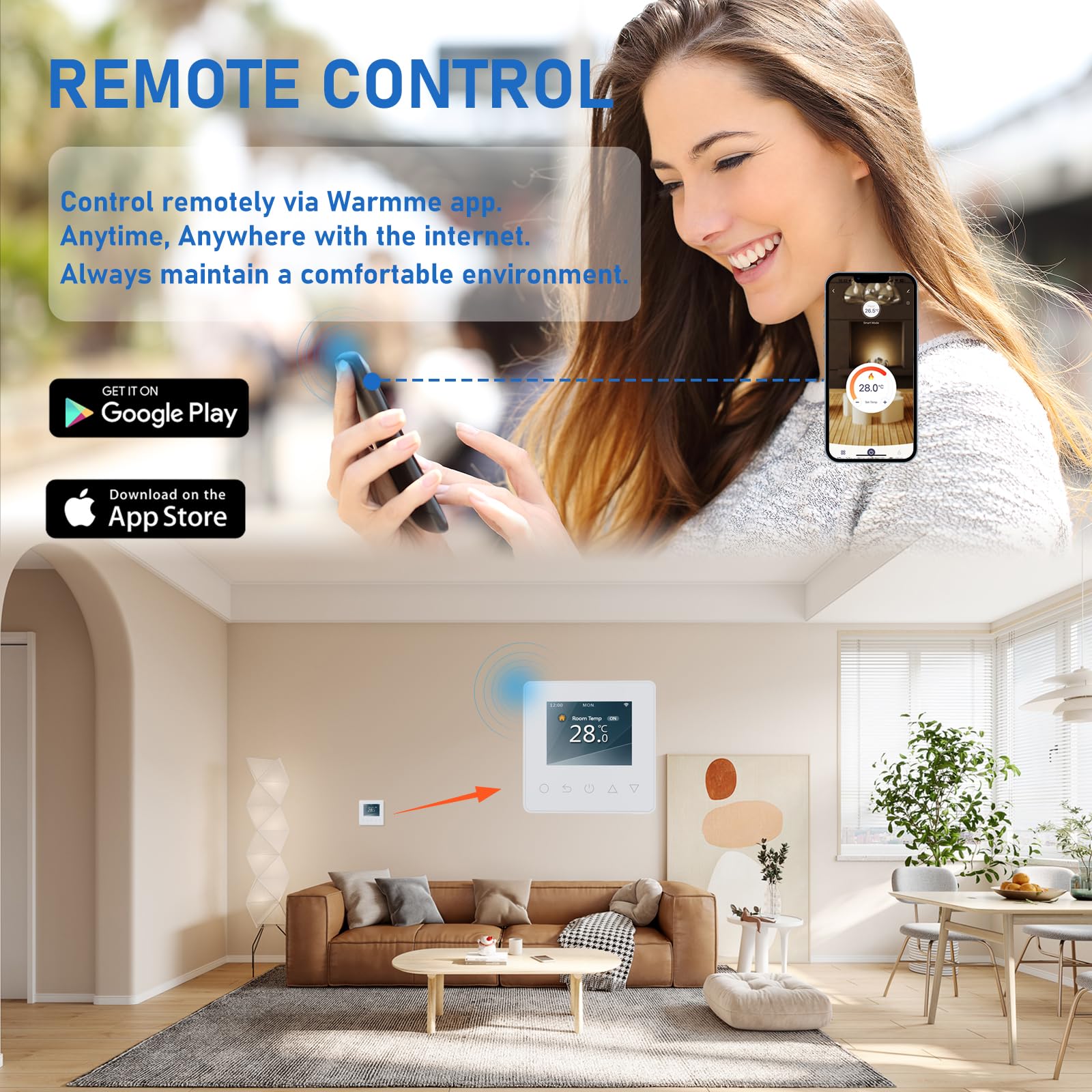 Underfloor Heating Thermostat Digital Temperature Controller Weekly Circulation Programmable Floor Sensor with WiFi