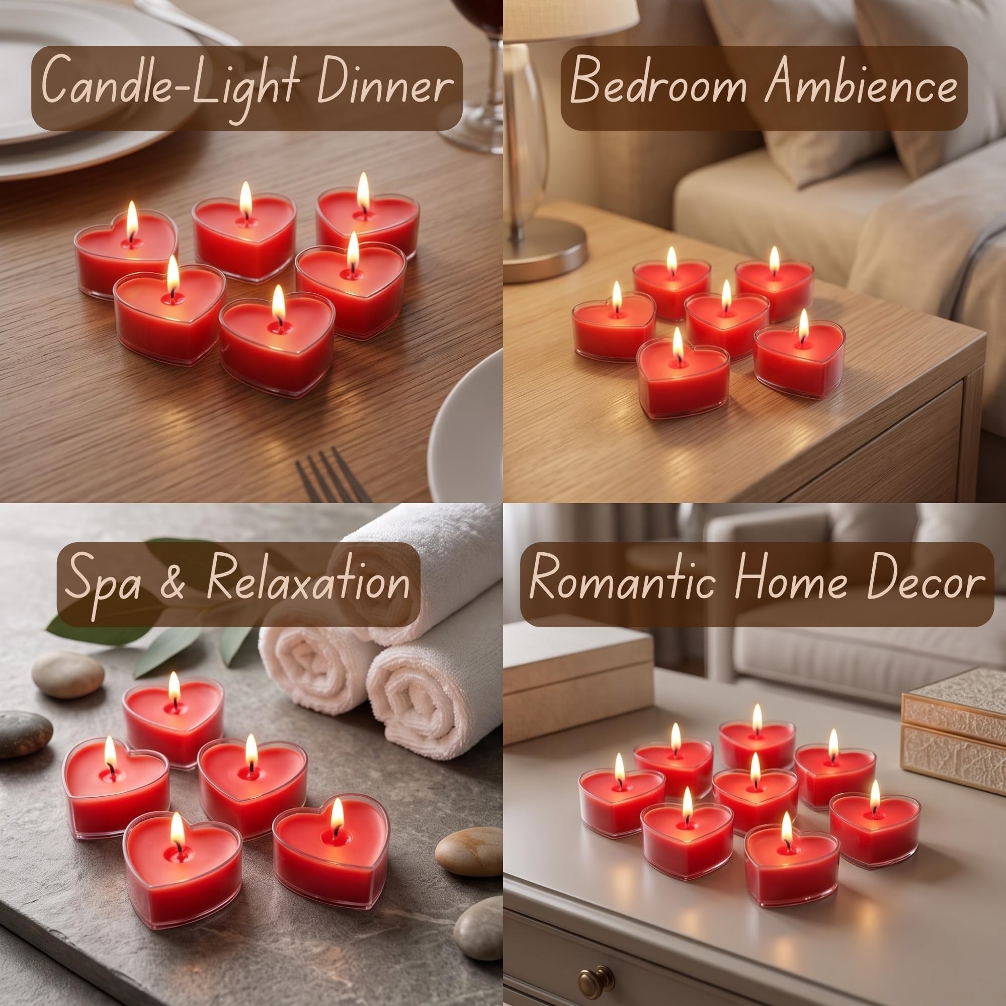 Rose Scented Heart Candles - Pack of 12 -9