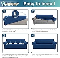 Vista 71 de Asnomy Couch Covers for 3 Cushion Couch Stretch Sofa Covers Slipcovers, Pet Protector Furniture Covers for Dogs Cats Spandex Jacquard Fabric Small