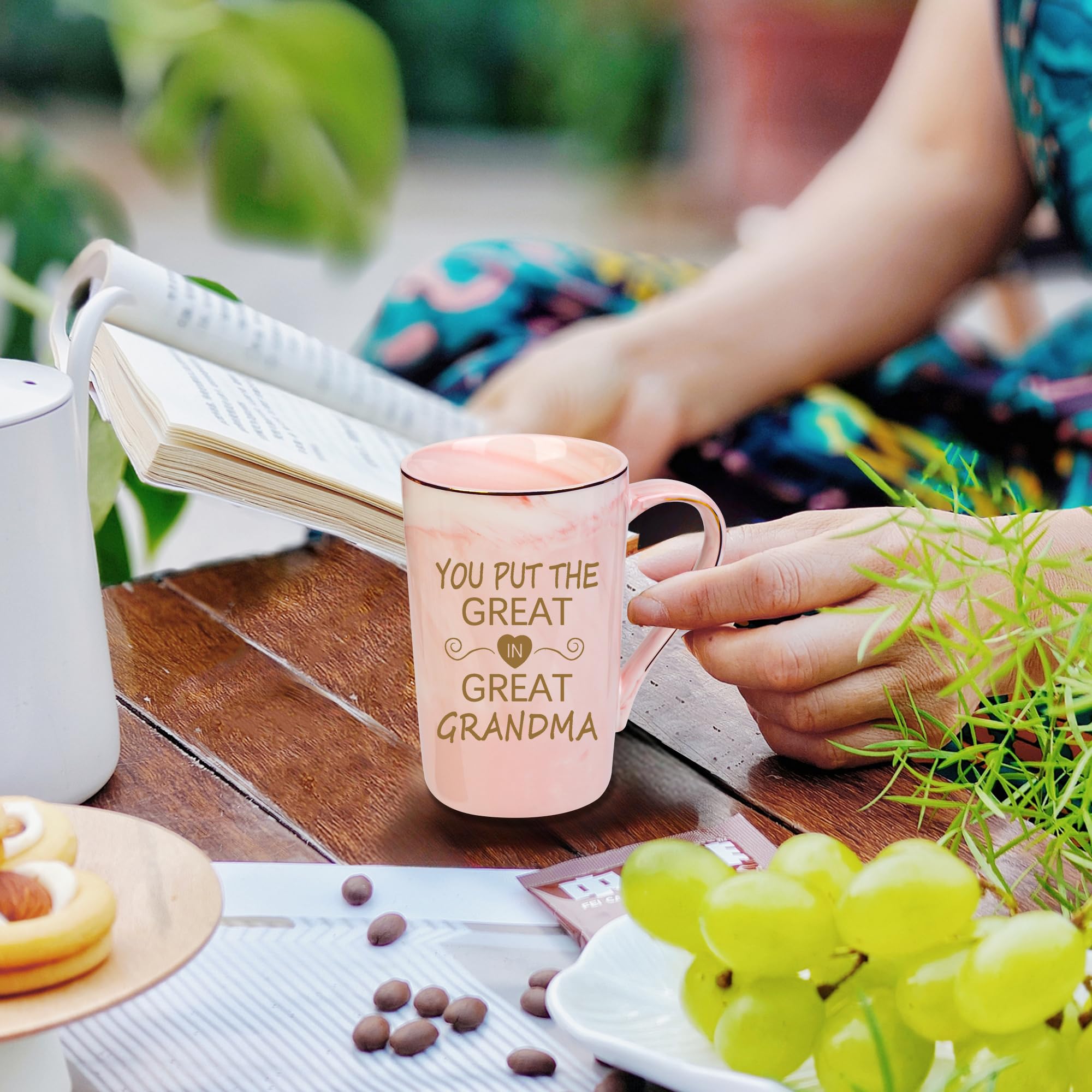 Christmas Gifts for Grandma, Great Grandma Mug, Birthday Mother’s Day Gifts for Grandmother from Granddaughter Grandson Grandchild, 14 OZ Pink with Gift Box