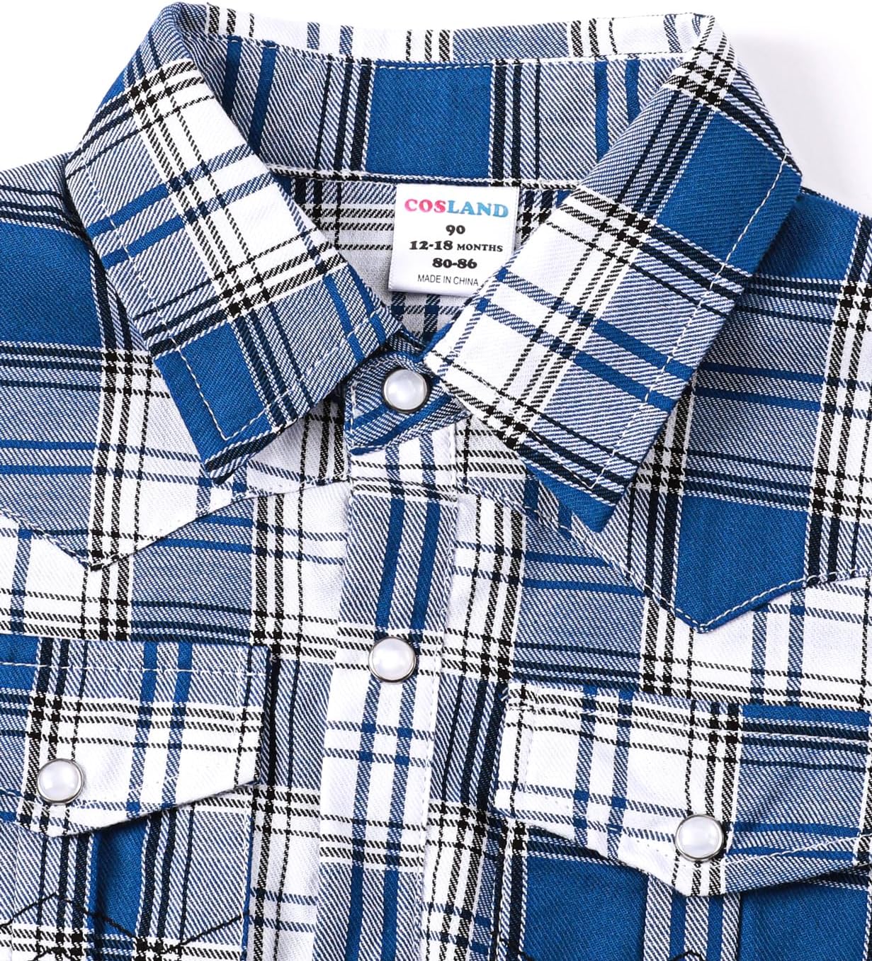 COSLAND Baby Boys' Western Cotton Plaid Bodysuit, Infant Cowboy Jumpsuit, 0-18 Months