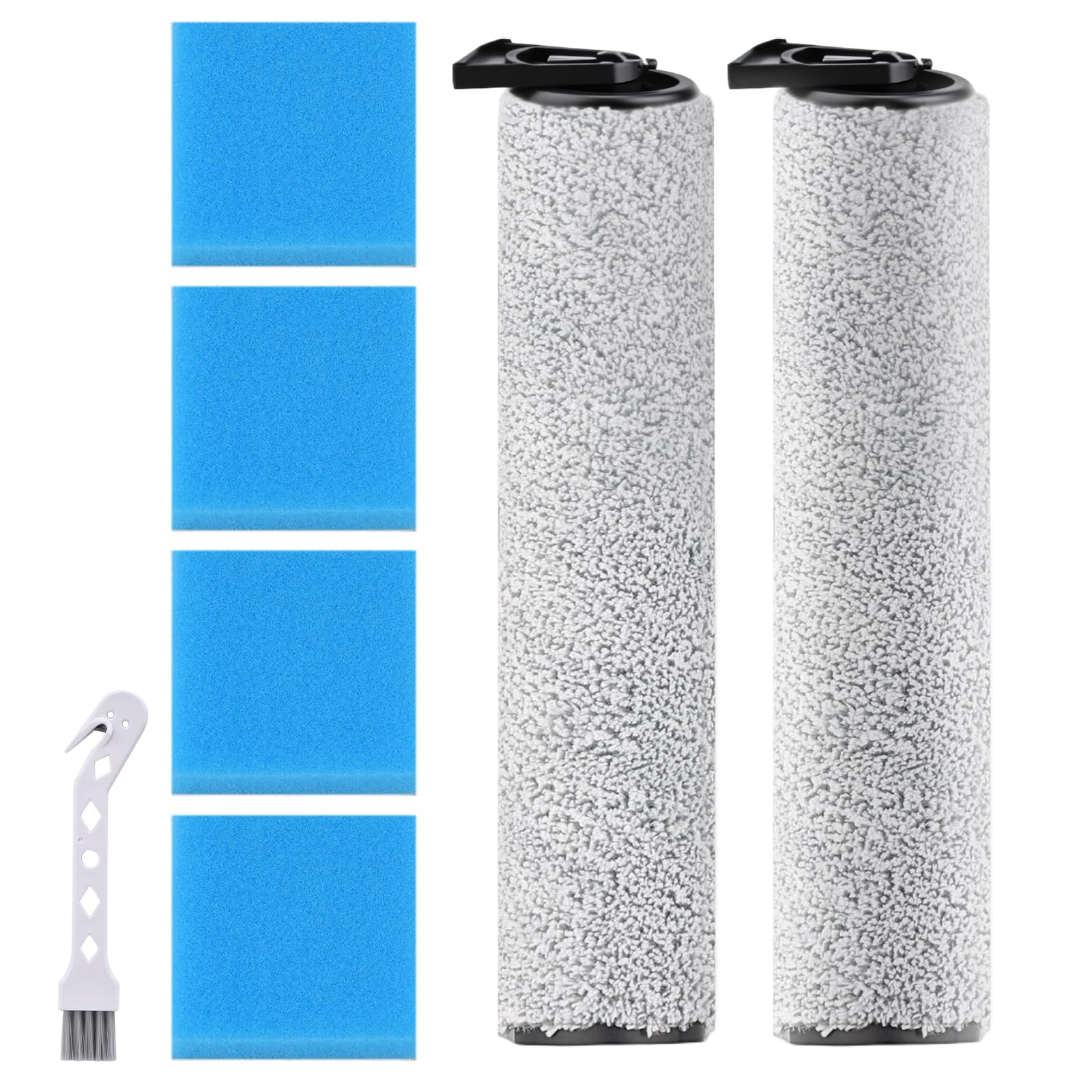 Attemart Hauptbürste Filters Zubehörset kompatibel mit Eureka NEW400 Nass und Trocken Staubsauger Ersatzteile, 2 Bürstenrolle + 4 Wattefilter + 1 Reinigungsbürste, 7 Stücke