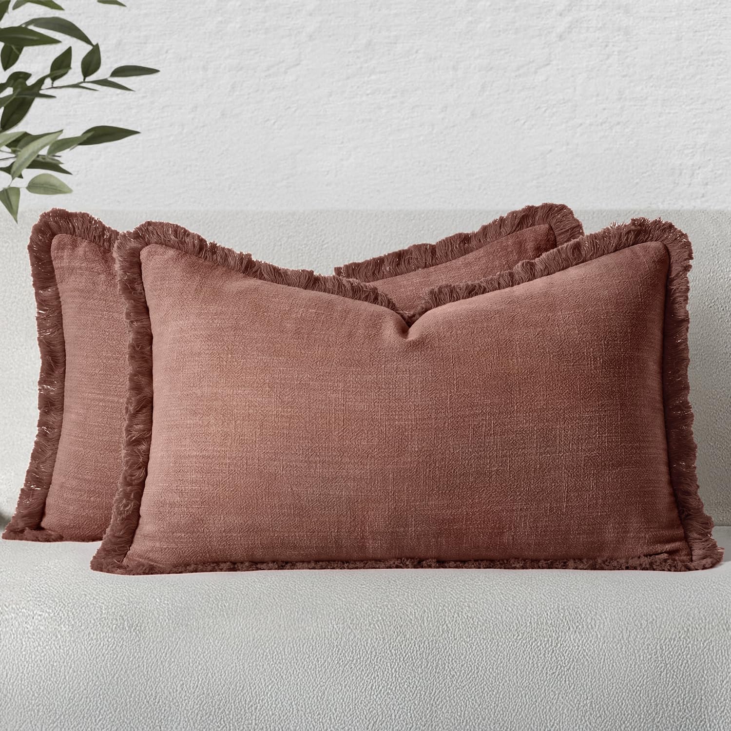 MIULEE Linen Decorative Fall Lumbar Throw Pillow Covers Autumn Glaze 12x20