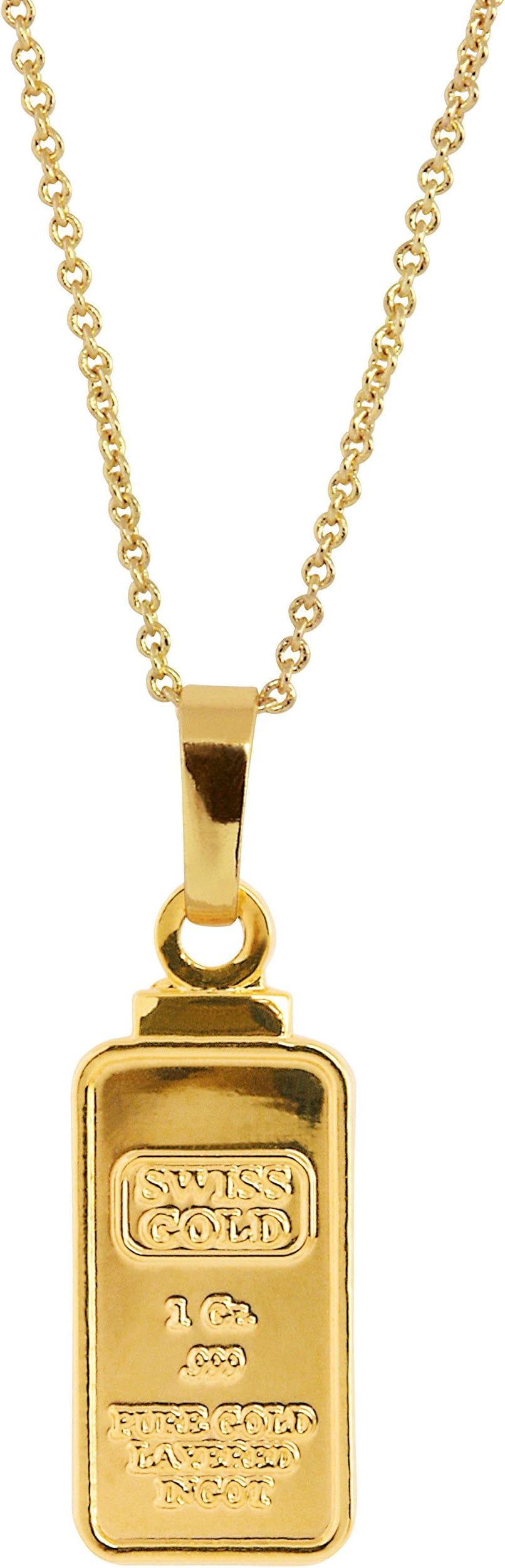 American Coin Treasures 1 Gram Swiss Ingot Replica Pendant Layered in 24KT Gold, Brass