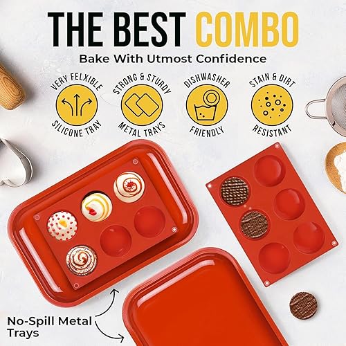 Miniatura 5 de Moldes redondos de silicona para chocolate dulces galletas Oreo gelatina resina jabón y más juego de 4 piezas con moldes de galletas de 2 cilindros