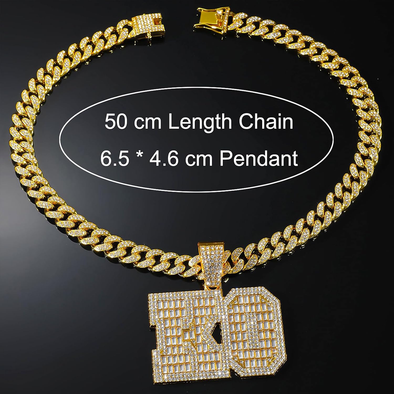 Miami Cuban Link Chain for Men，Iced Out Chain -Gold/Silver Bling Diamond Pendant Hip Hop Jewelry - Image 2