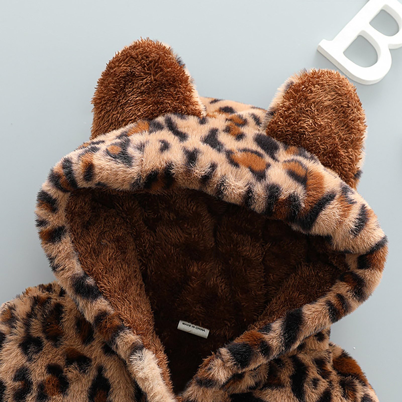 OBiQuzz Veste polaire pour enfant - Veste demi-saison - Motif léopard - Veste d'hiver chaude à capuche - Veste de survêtement avec oreilles d'ours - Veste de sport quotidienne - Veste d'extérieur pour