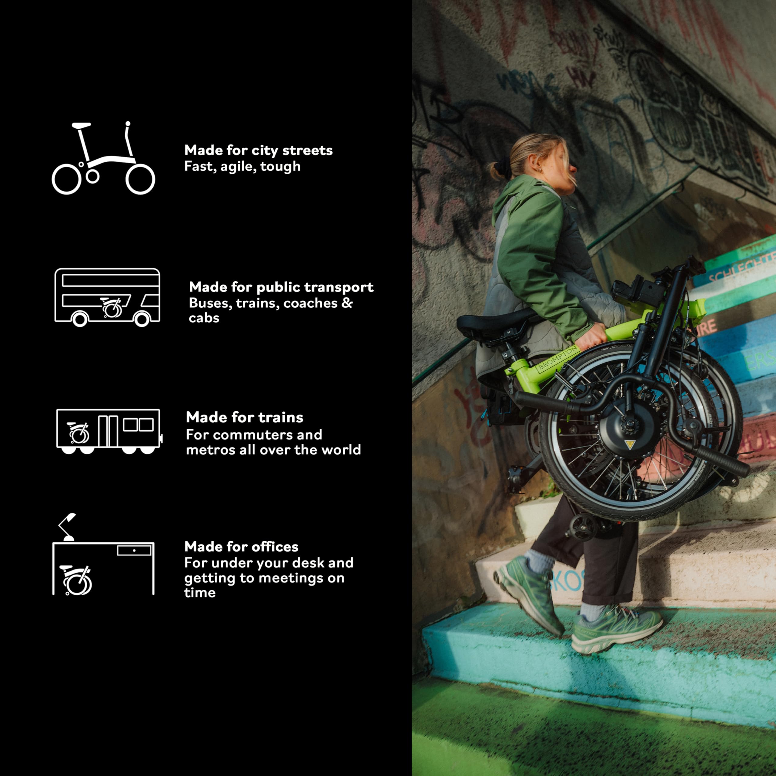 Brompton Electric C Line 12 Speed Folding Bike - Mid (Yuzu Lime