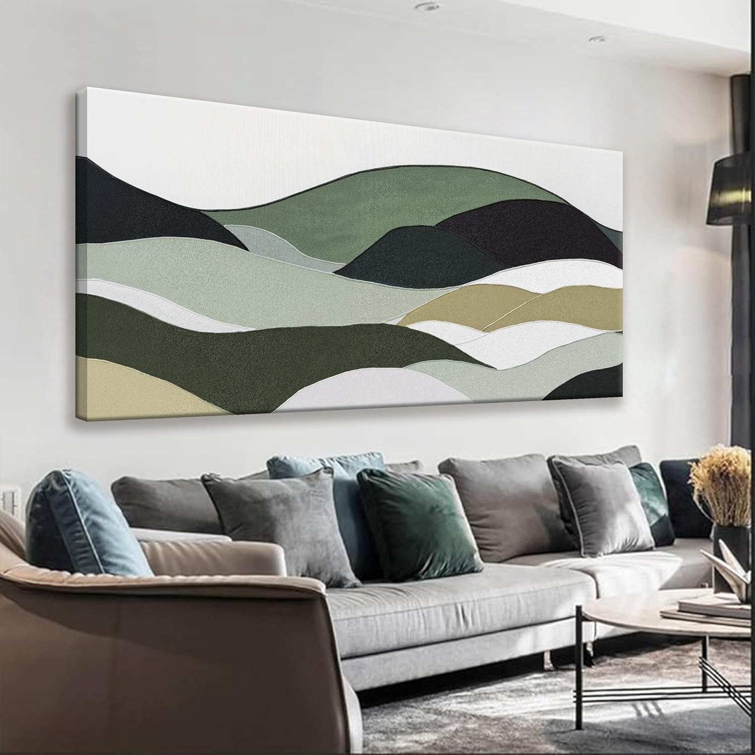 TAIJXAGSG Wall Art For Bedroom Office Decor Abstract Wall Art Green White Wall Art Irregular Shapes Painting Canvas Art Wall Decor Prints Ready To Hang Wall Pictures Home 20 × 40 Inch 40"L x 20"W green