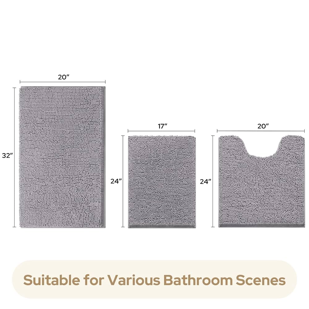 Amazon.com: HOMEIDEAS 3 Pieces Bathroom Rugs, Ultra Soft Non