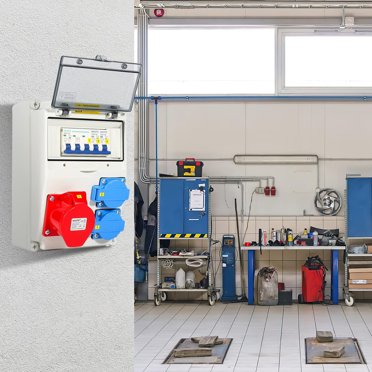 Porseleinen geaarde stopcontact, met aarde, 240 V, 16 A