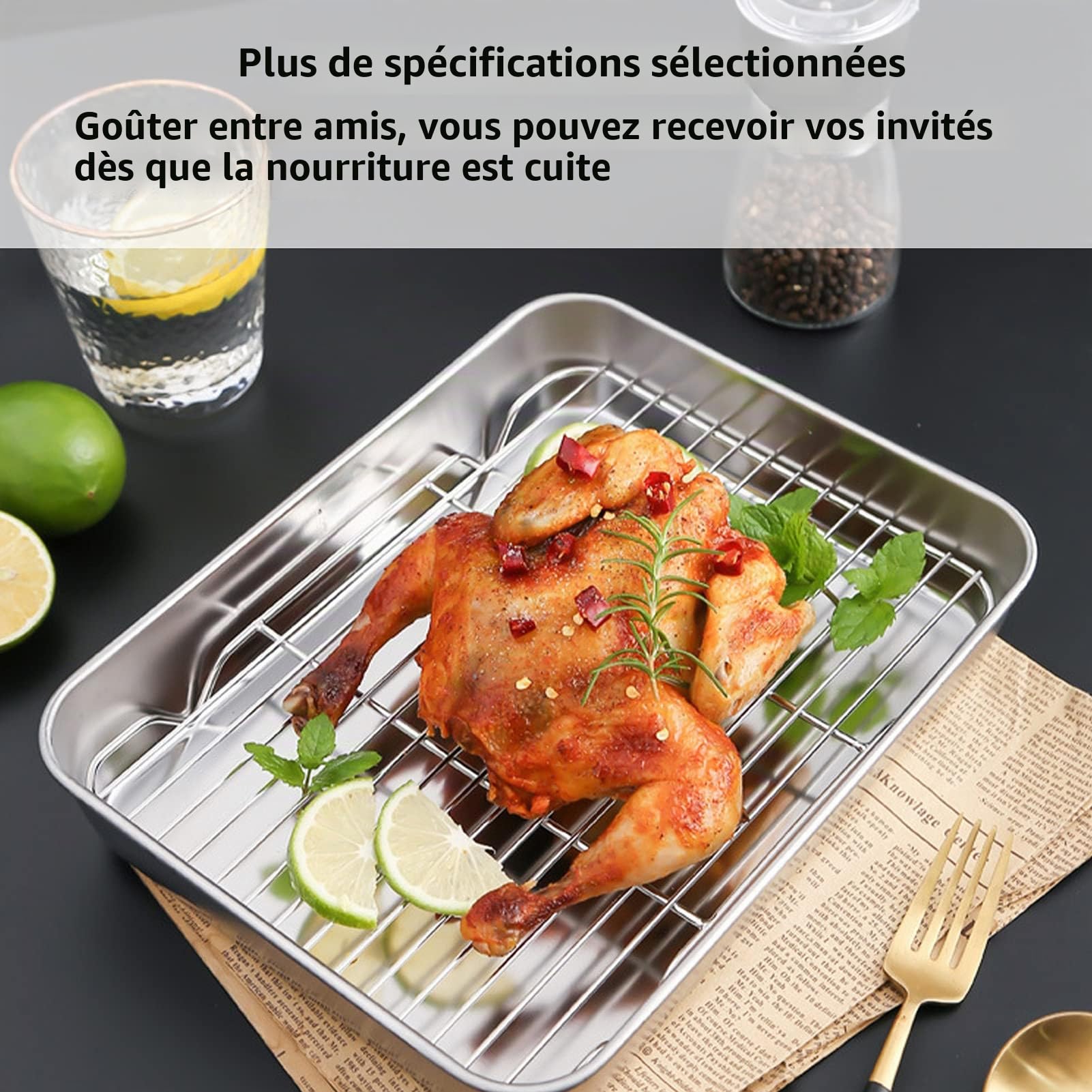 Plaque à Pâtisserie Rectangulaire avec Grille de Refroidissement pour Four