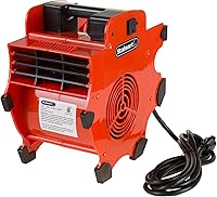 Stalwart 3-Speed 1600W Portable Air Mover Blower Fan - Heavy Duty Floor Carpet Dryer, 4 Angles for Basements, Cars, Garages (Red)