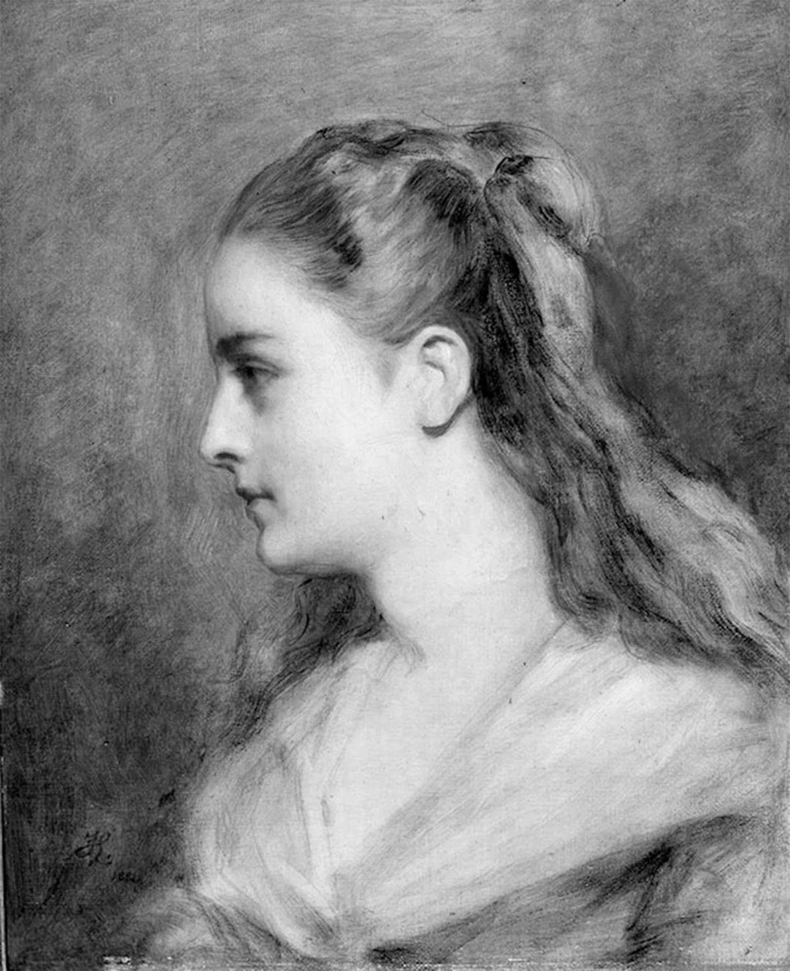 POSTERIIk Vintage Art Print Images Pictures Print Portrait of a Young Woman in Profile by Lord Frederick Leighton Modern Colour Posters for Office Home Decor 60x90cm