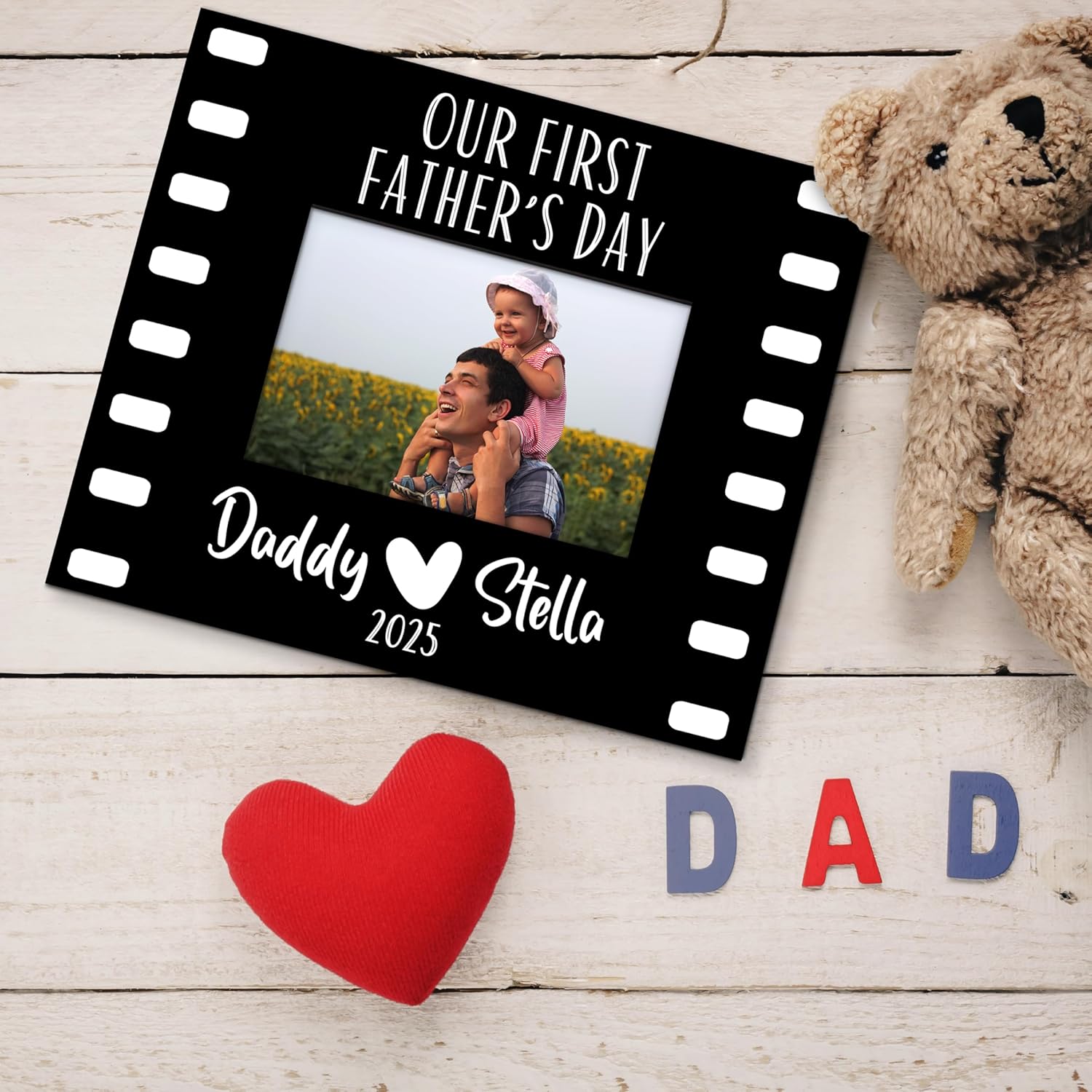 Personalized First Fathers Day Picture Frame, 1st Time Dad Gifts - 8 Designs, Gifts for First Father's Day From Baby Girl, Baby Boy, First Time Daddy Picture Frame with Names, New Dad - D4