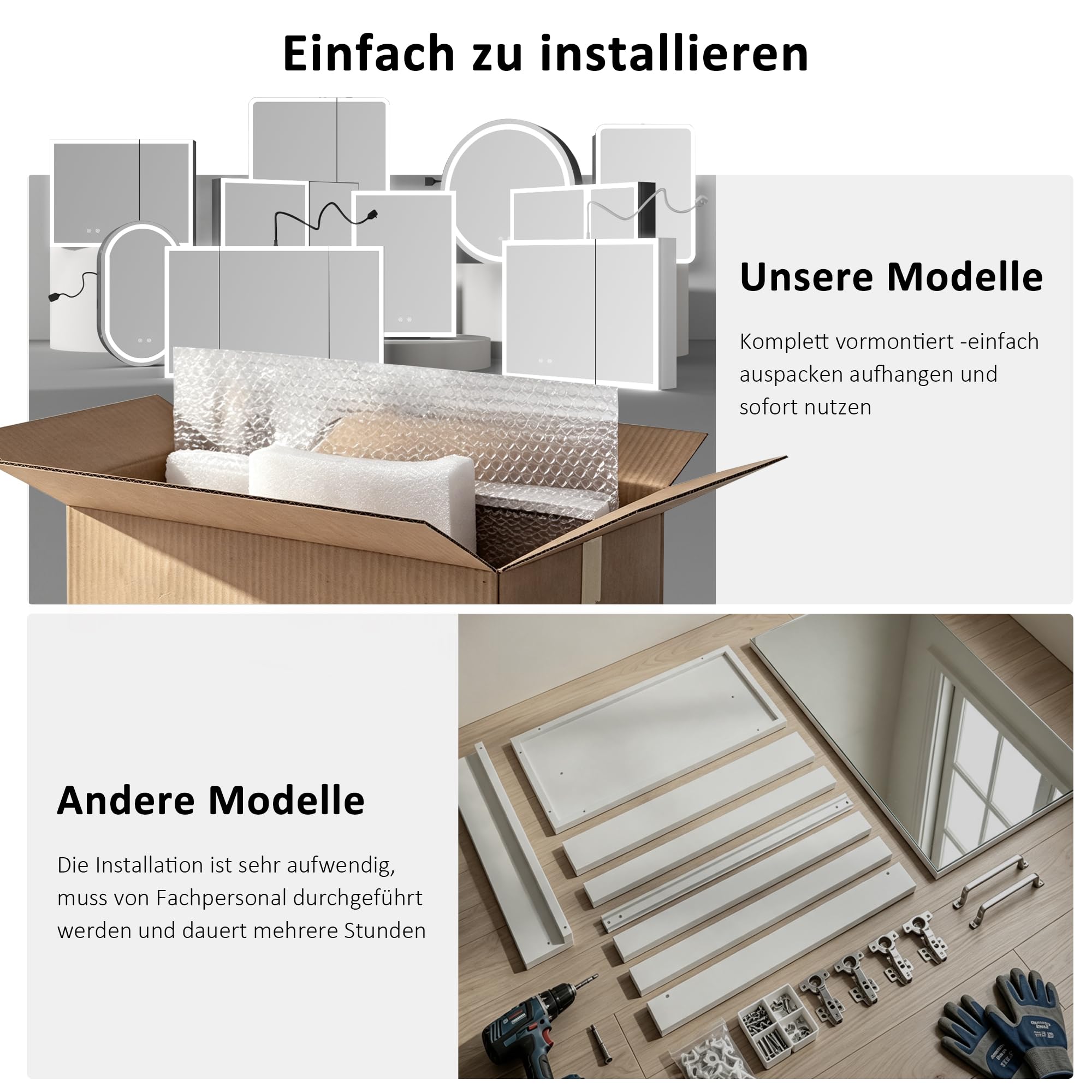 Boromal Großer Spiegelschrank Bad mit Beleuchtung 120 x 60 x 13,5 cm Schwarz Spiegelschrank mit Beleuchtung Metall LED Badezimmerschrank mit Dimmbar + Beschlagfrei + Stecker