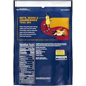 Planters Nuts (Seeds & Cranberries Trail Mix with Roasted Peanuts & Almonds, Sunflower Kernels, Golden Raisins, Cranberries & Pumpkin Kernels, 6 oz Bag)
