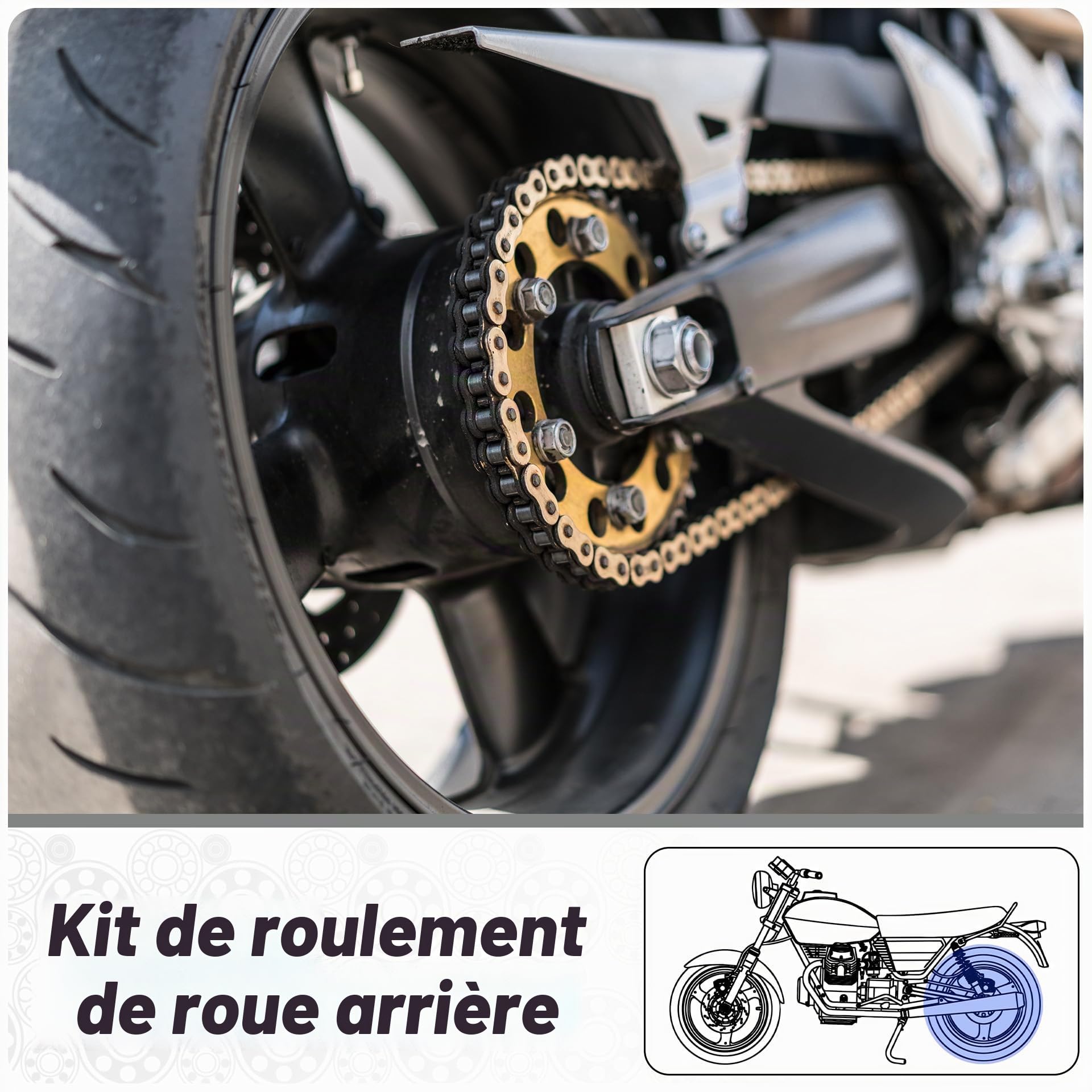 Roulement de roue arrière compatible avec Yamaha FZ1-N-FAZER-_ FZ1-NA-FAZER-_ FZ1-S FZ1-S-FAZER FZ1-SA MT01