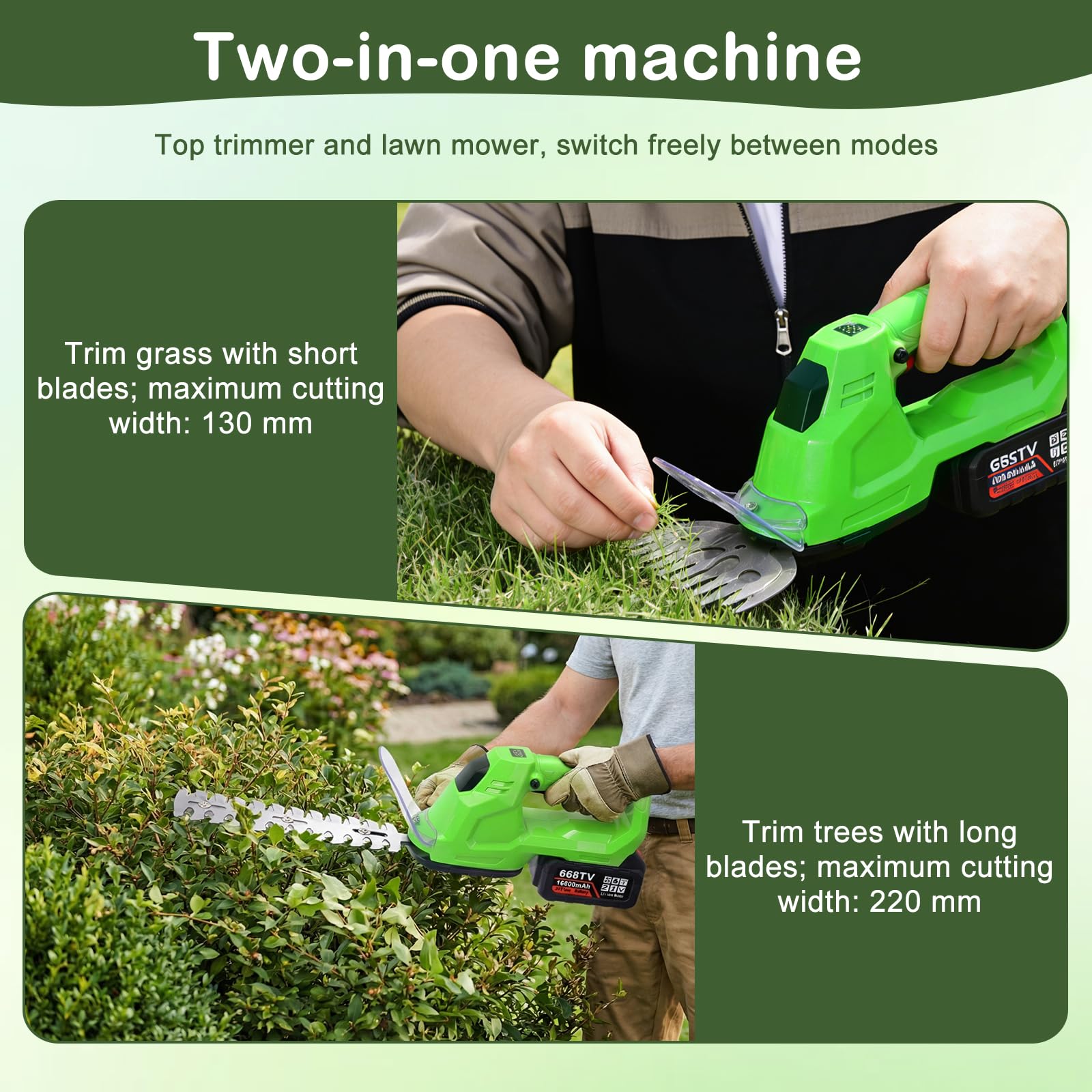 Akku Strauchschere, 2-in-1 Handheckenschneider für Makita 18V Akku, Elektrischer Kabelloser Buschschneider für Garten Rasen, Tragbare Rasenschneider Mit Sicherheitssperre (ohne Batterie)