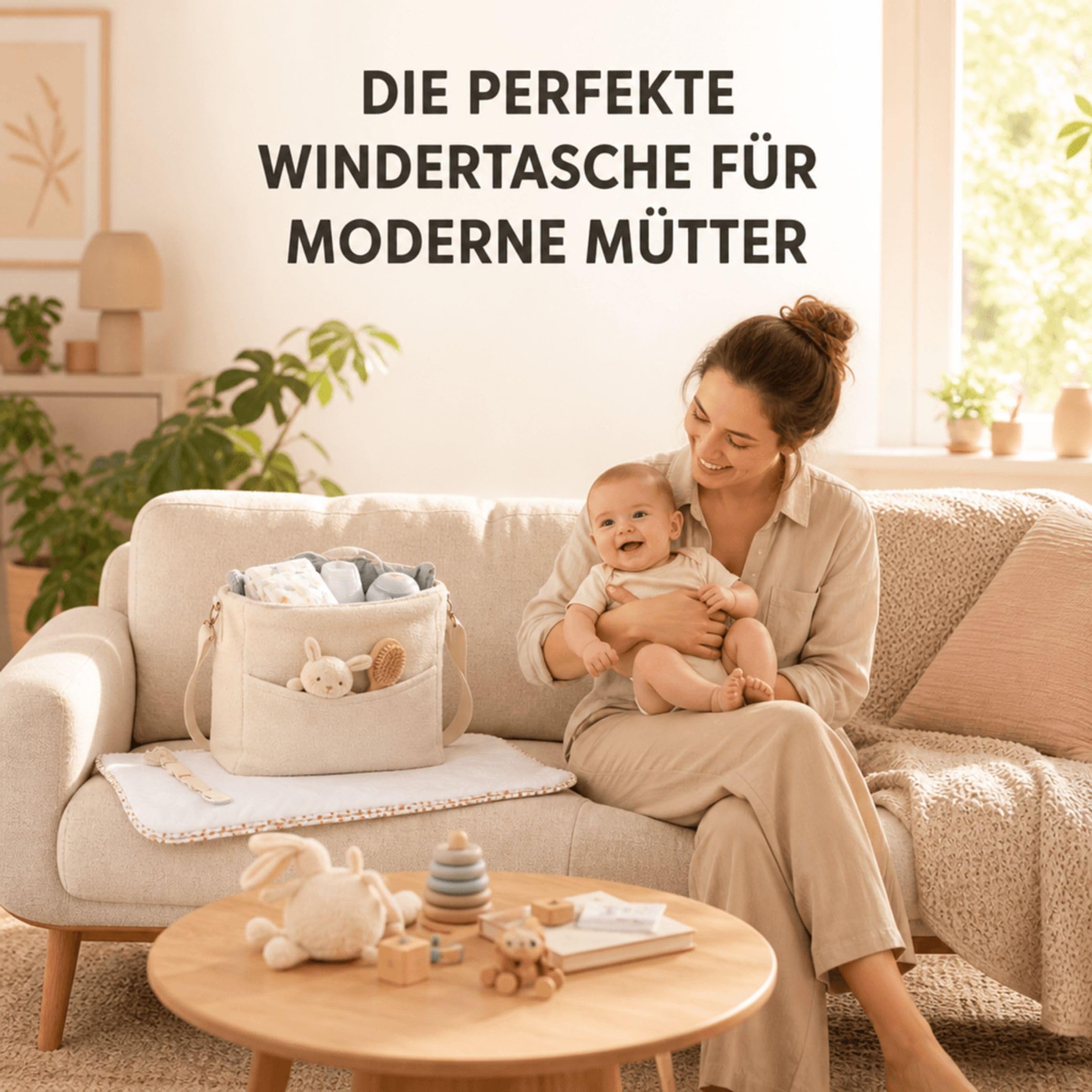 Fillikid Wickeltasche Teddy Big Exklusiv | Stilvolle Wickeltasche aus weichem Teddy-Material | Mit goldenen Details Wickelauflage, Schultertragegurt & Befestigungshaken für Kinderwagen und Buggys