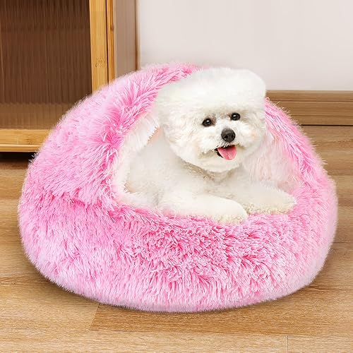 Miniatura 5 de NOYAL Cama redonda con capucha para perros pequeñas y medianas  Cama tipo cueva para gatos con funda mullida y antiansiedad