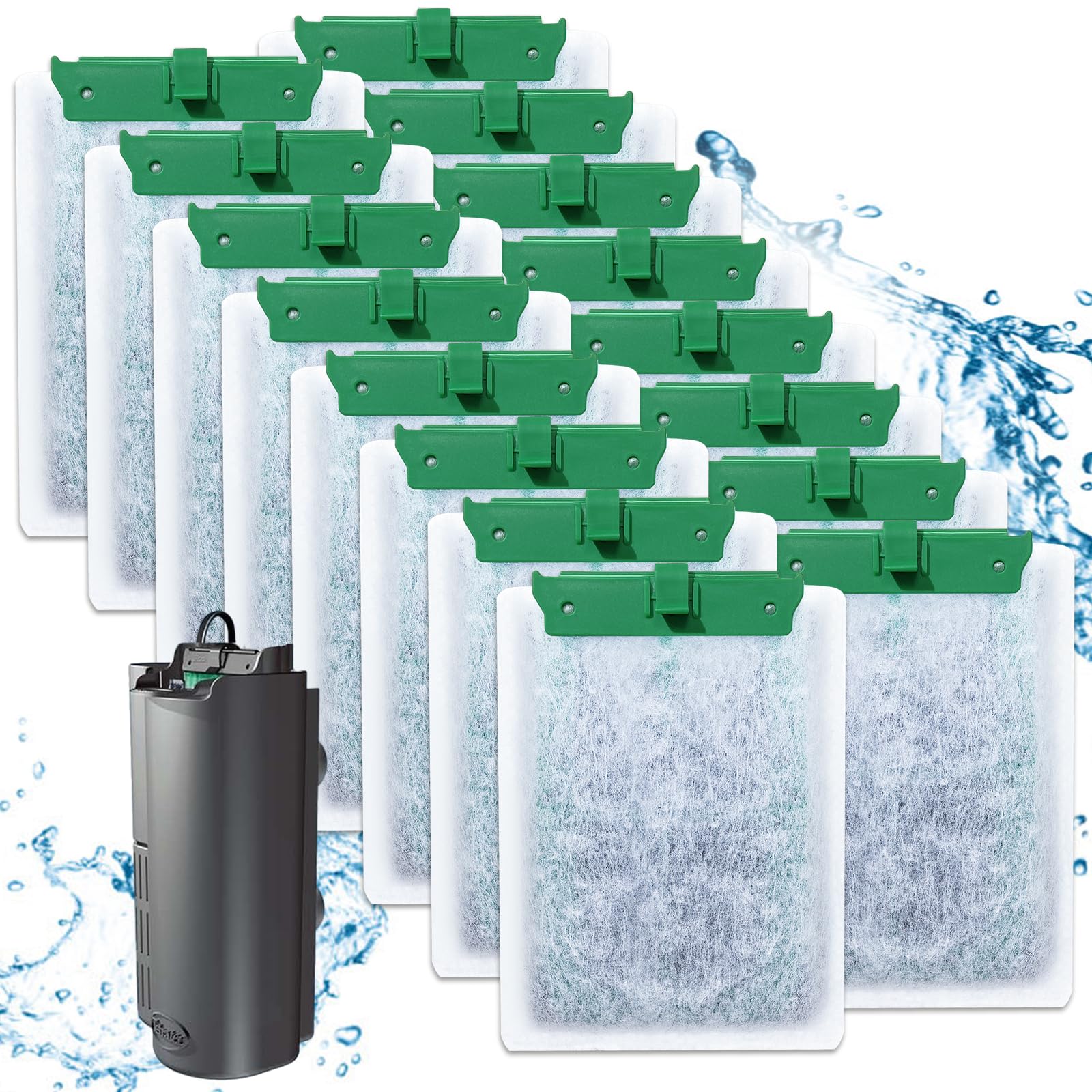 Haliya 16 Stück Filterpads, kompatibel mit Tetra EasyCrystal Filter 250/300 & Repto DecoFilter, Filtervlies mit Aktivkohle und Baumwolle, geeignet für Aquarien von 15–60 Litern