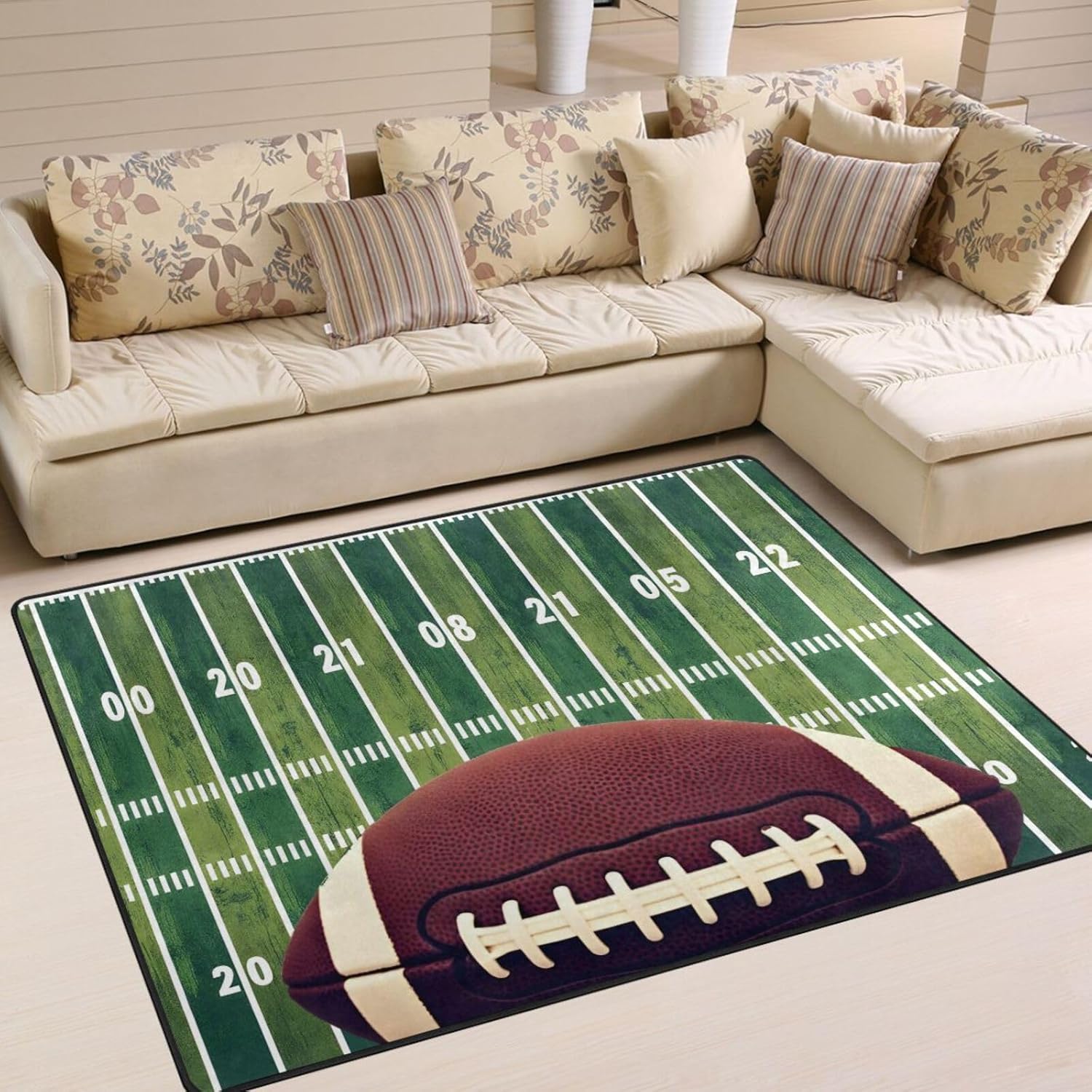 ALAZA Grunge American Football Field Non Slip Area Rug 4'10" x 6'8" for Living Dinning Room Bedroom Kitchen Hallway Office Modern Home Decorative