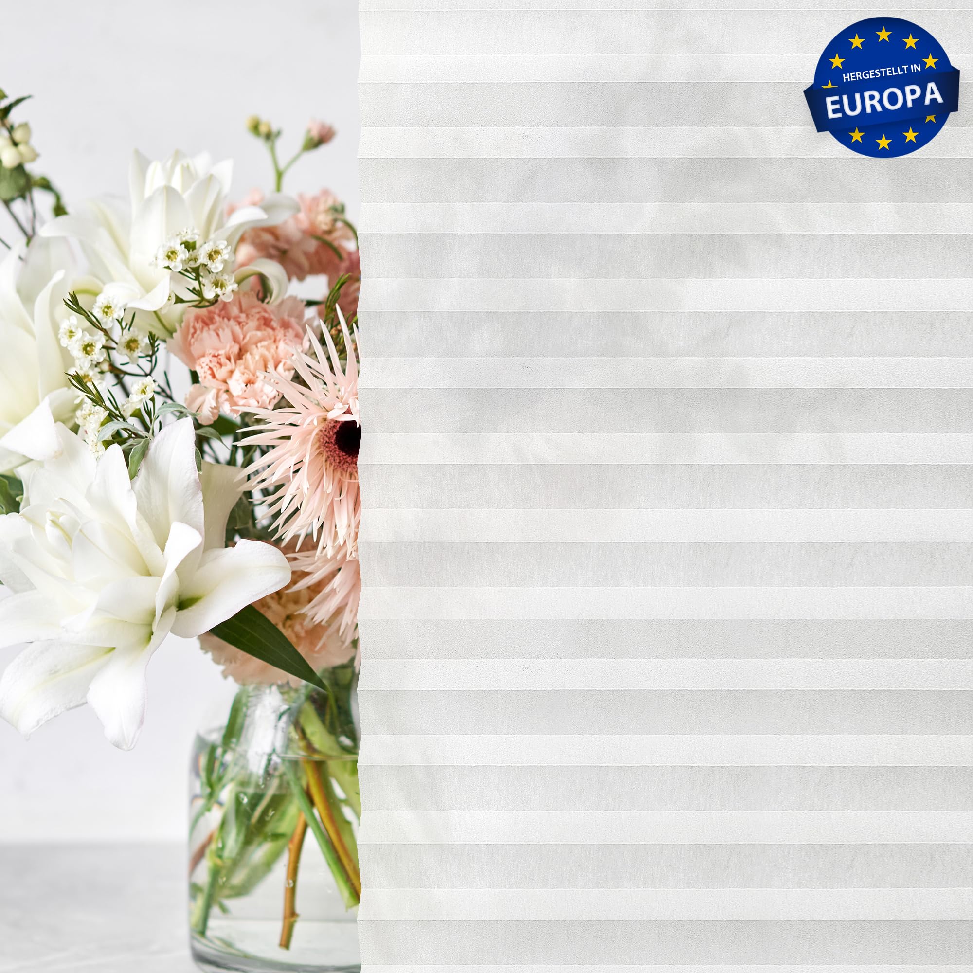 Jalousiescout Plissee Klemmfix ohne Bohren—Jalousie 130x120cm weiß Sichtschutz Fenster Sonnenschutz, Lichtdurchlässig Faltrollo für Fenster & Tür, Basis-Vliesstoff Pure Plissee
