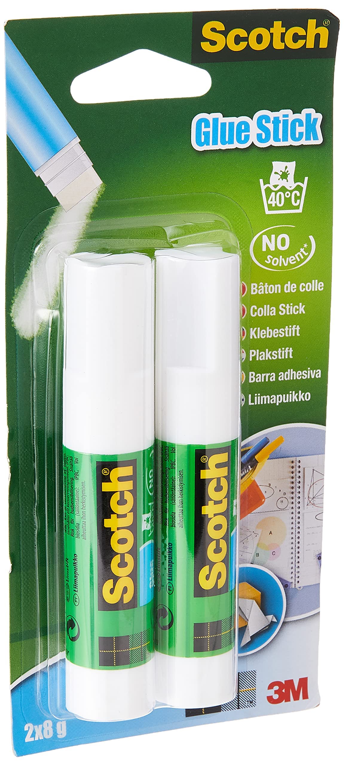 Scotch Colla Stick Permanente, senza Solventi, 2pz x 8gr