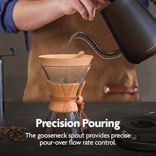 Miniatura 4 de Vianté Hervidor eléctrico de cuello de cisne con control de temperatura preciso para café y té. Hervidor rápido, acero inoxidable sin BPA. Incluye