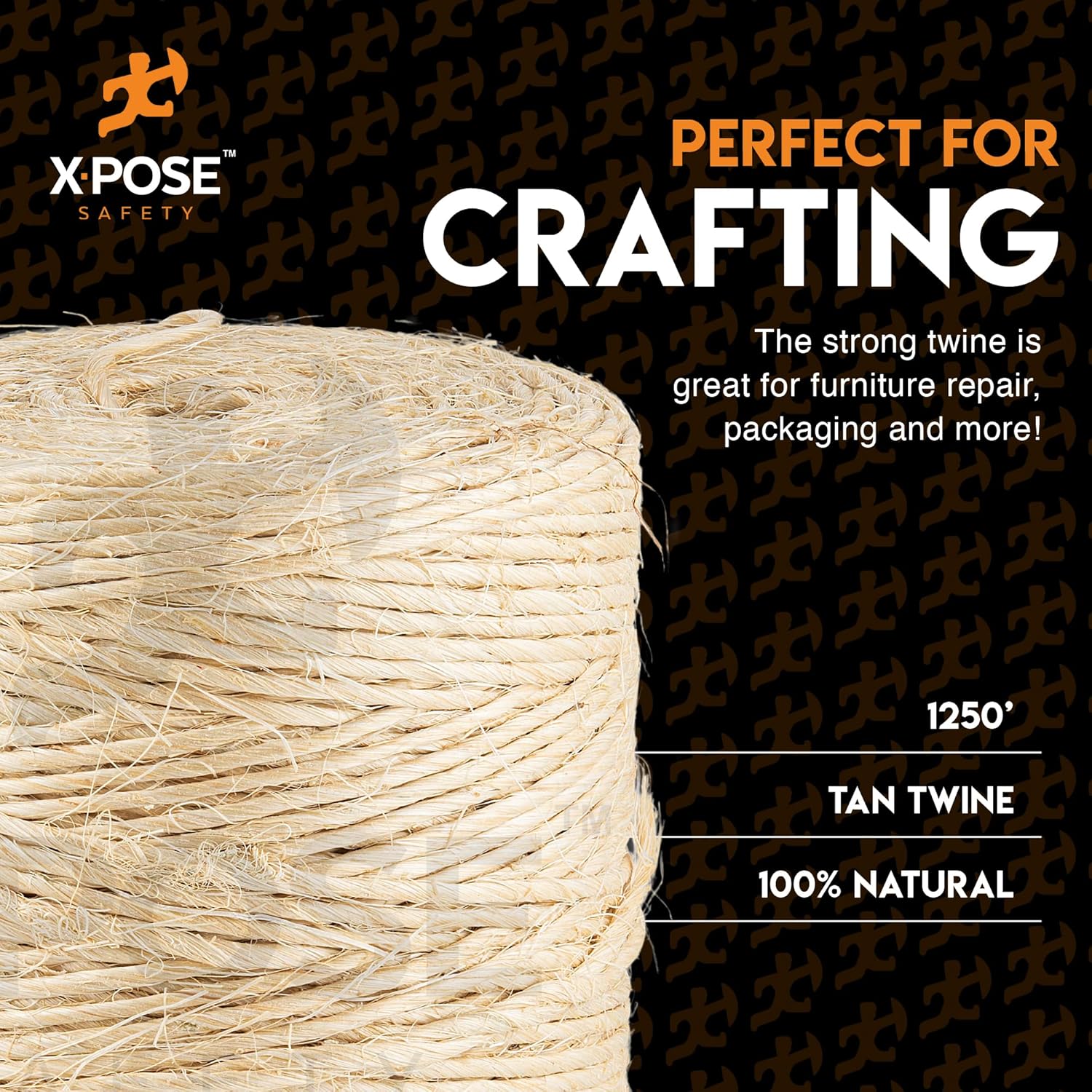 Sisal Twine - 1 Ply Thin Natural Fiber Rope on Spool - Rope for Cat Scratching Post, Cat Tree Replacement Parts, Pet Toy - Decorative Cordage, Pole Wrap, Pack of 2 (1250 Ft.)