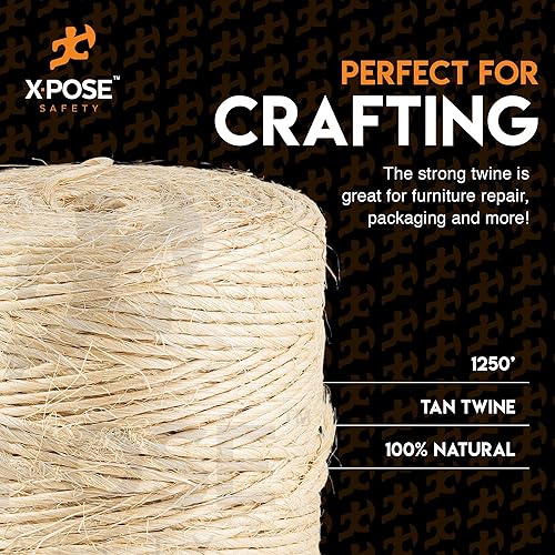 Miniatura 4 de Cuerda de sisal  Cuerda de fibra natural fina de 1 capa de 1250 pies en el carrete, cuerda para rascador de gatos, piezas de repuesto para árbol de