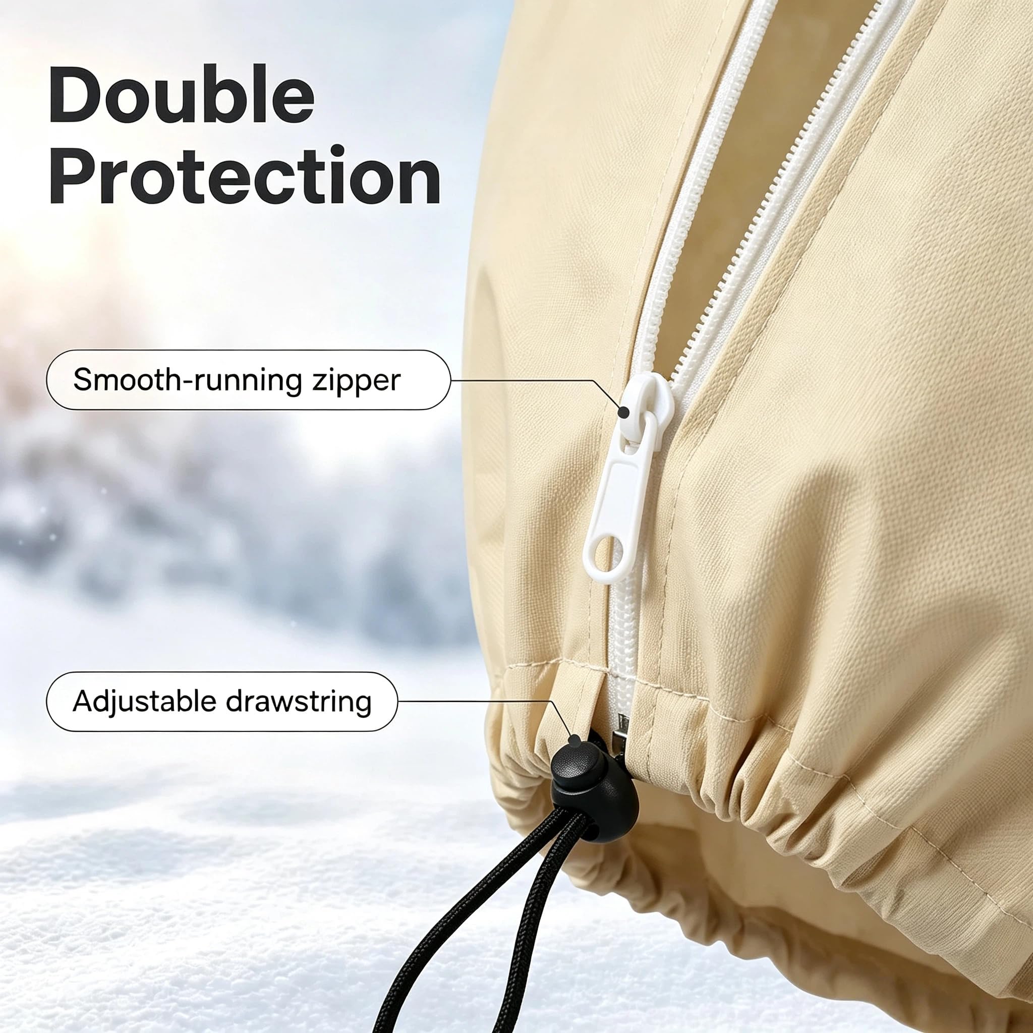 Protección de invierno para plantas, 200 x 240 cm, forro polar transpirable, protección contra heladas, cubierta para plantas con cremallera y cordón, reutilizable para grandes olivos