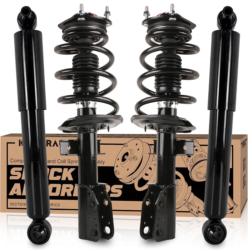 KUIPERAUTO Front + Rear Complete Struts Assembly 172518 349125 Compatible for 2009-2012 Chevy Traverse / 2007-2012 GMC Acadia / 2008-2012 Buick Enclave Replacement Coil Spring Shock Absorber (4PCS)