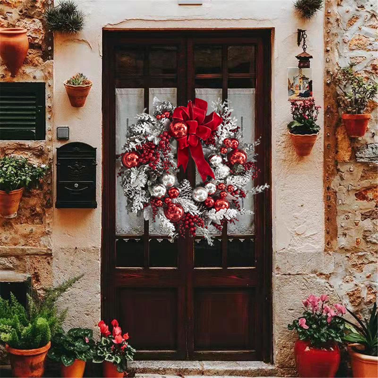 Ghirlande Natalizie per Porta d'ingresso 40cm Ghirlanda Natalizia Decorativa Ghirlanda di Natale per Porta Ghirlanda Decorazioni per la Casa Ghirlanda per Natale Decorazioni
