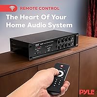 Vista 7 de Pyle Amplificador de mezcla PA Bluetooth - Amplificador de potencia estéreo de montaje en rack de audio para el hogar de 500 W, pantalla LED