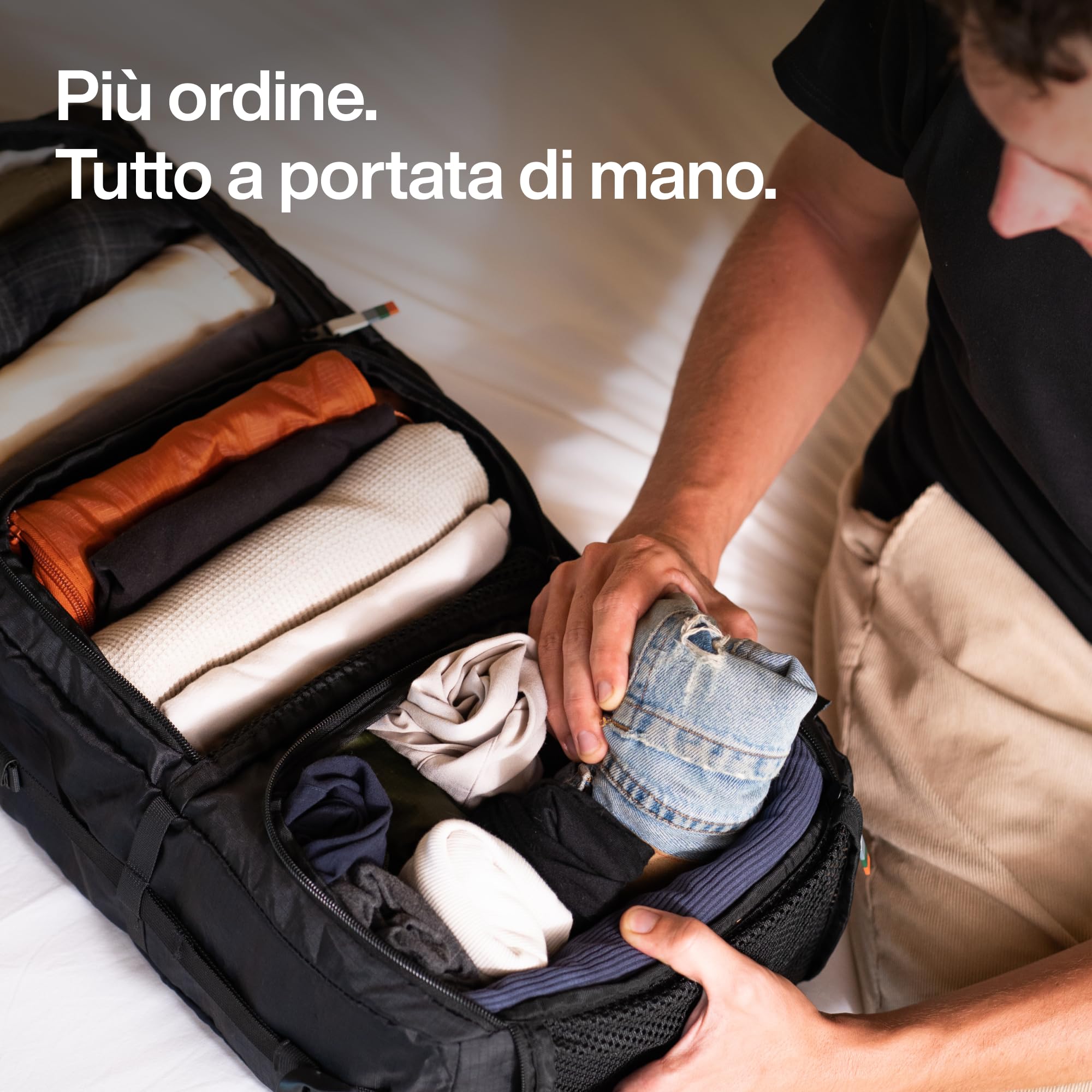 TRAVEL DUDE Organizzatore per valigie appendibile, Organizer Valigia con Compressione, Hanging Packing Cube, Cubo da imballaggio appendibile per zaino, Organizzatore da imballaggio per valigie (Nero)