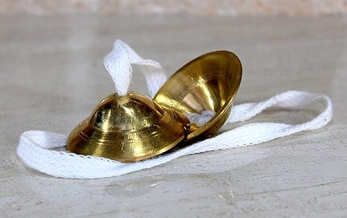 Miniatura 2 de eSplanade - Platillos tibetanos de latón Tingsha Manjeera Clash o platillos de mano - Instrumento tradicional para música india y oración tibetana