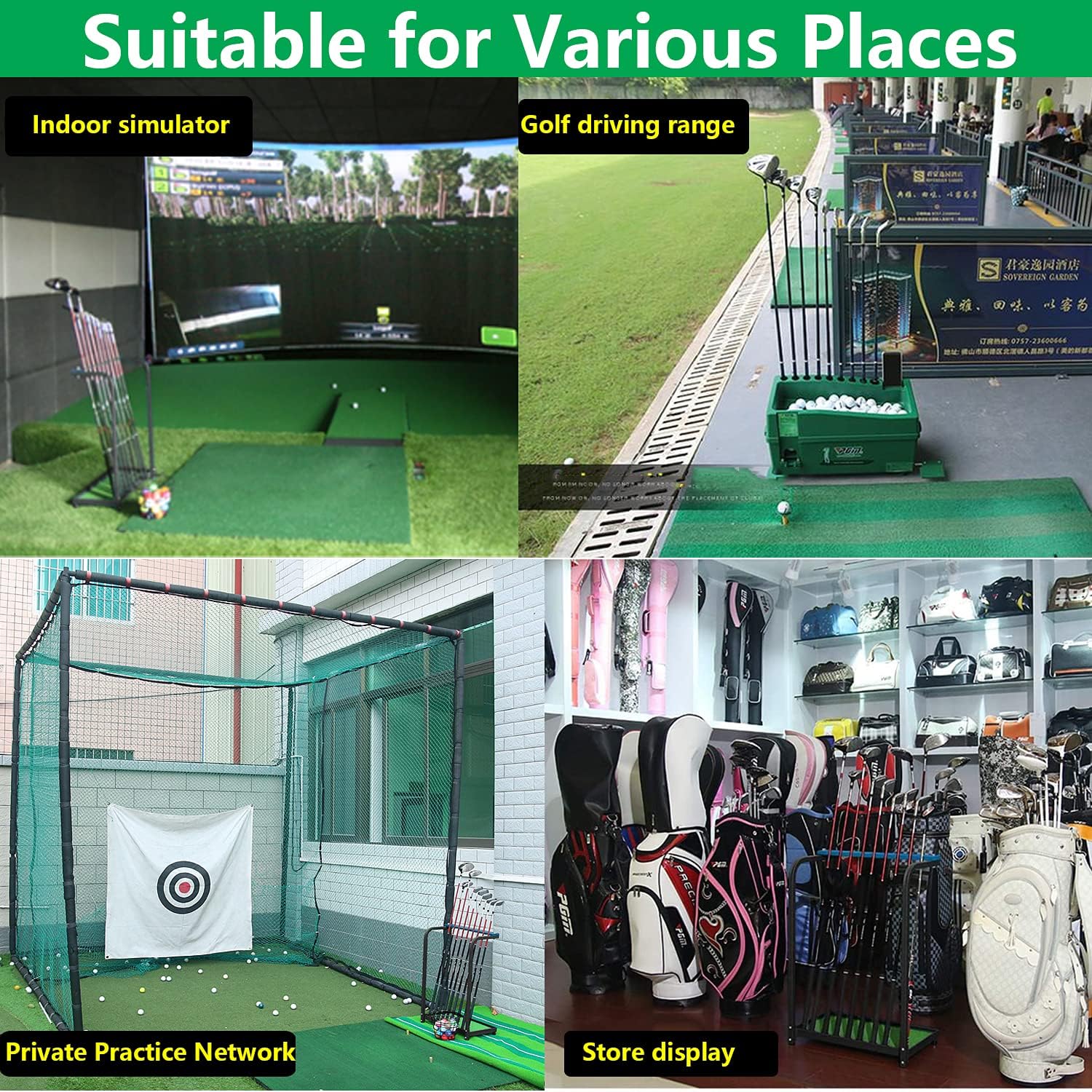Nisorpa Golf Club Organizer Rack Golf Club Display Stand Rack Holder Shelf Golf Putter Rack Holder Stand 9 Putters Metal Golf Club Stand 9 Clubs with Artificial Grass Mat