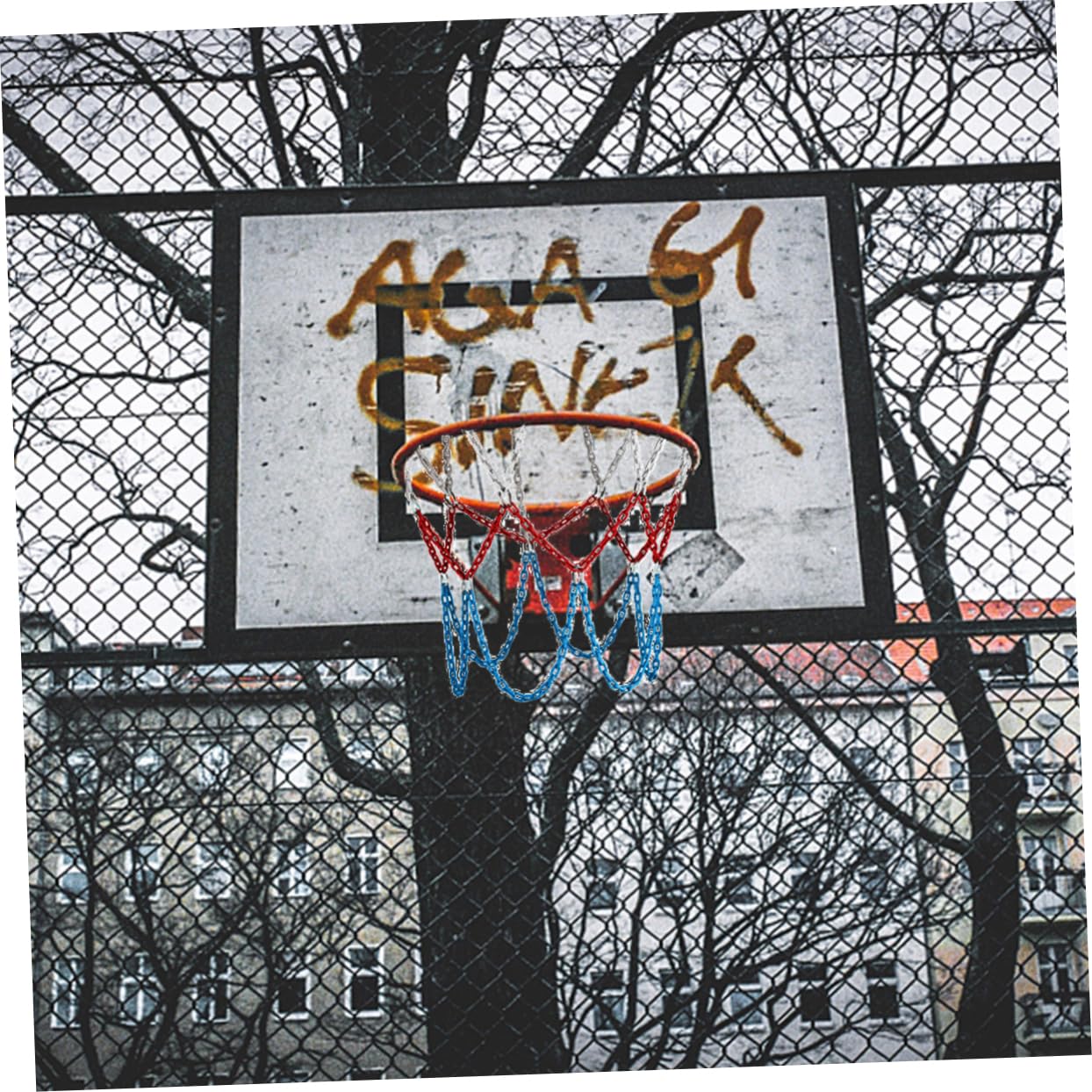 GANAZONO Galvanized Manganese Steel Basketball Net Buckles Heavy-Duty Chain Design for Standard Hoops Resistant Easy Installation for Use