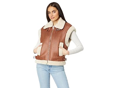 Blank NYC Sherpa and Leather Oversized Vest Women